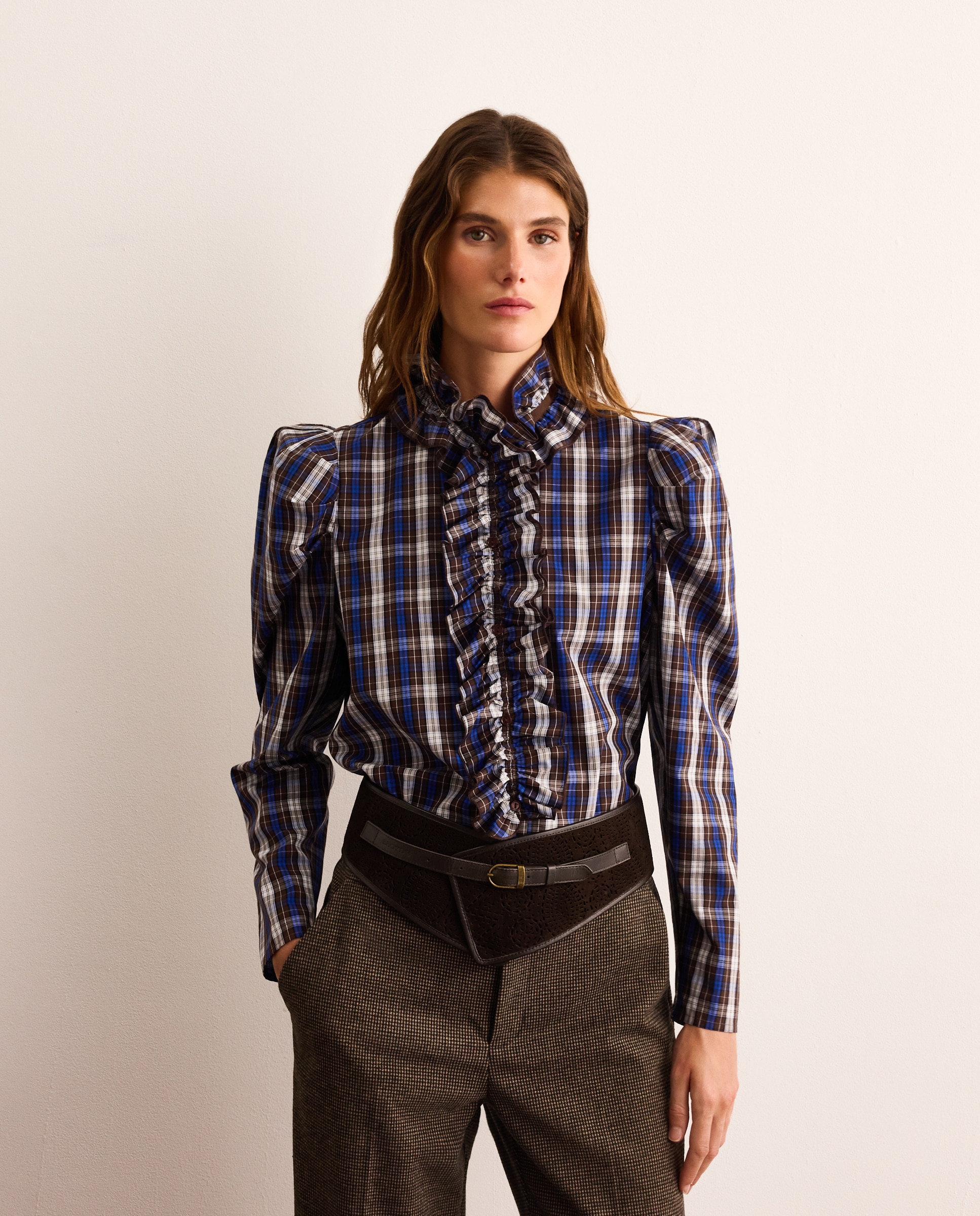 Imagen 1 de Blusa manga larga cuello desmontable Azul