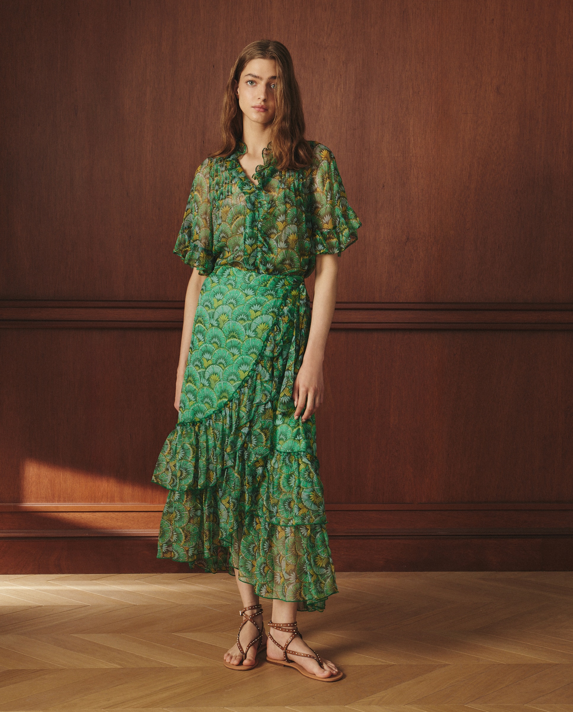 Blusa com Estampado Floral Verde-2