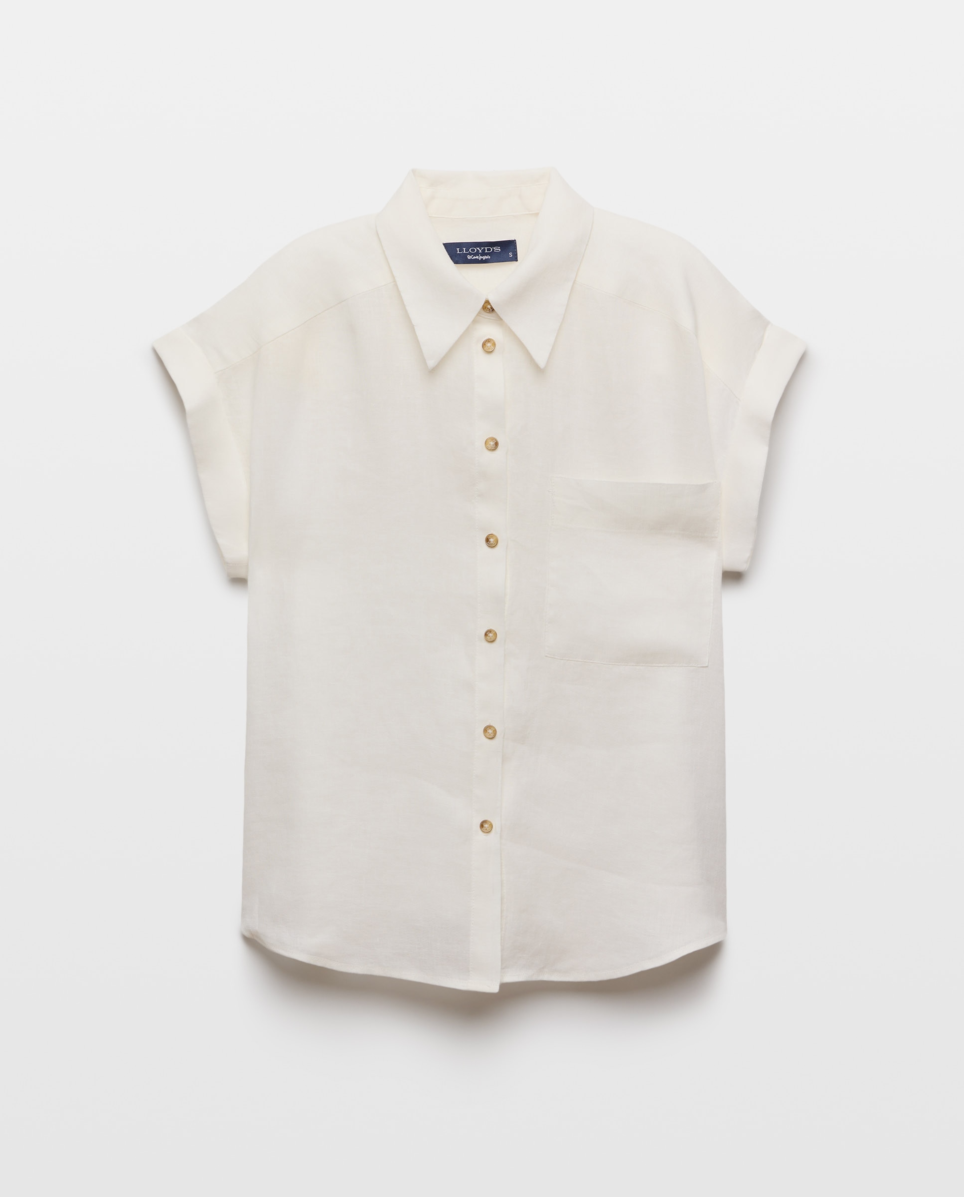 Camisa de mujer manga corta de lino - Lloyd's - Azul 120 Crudo-4