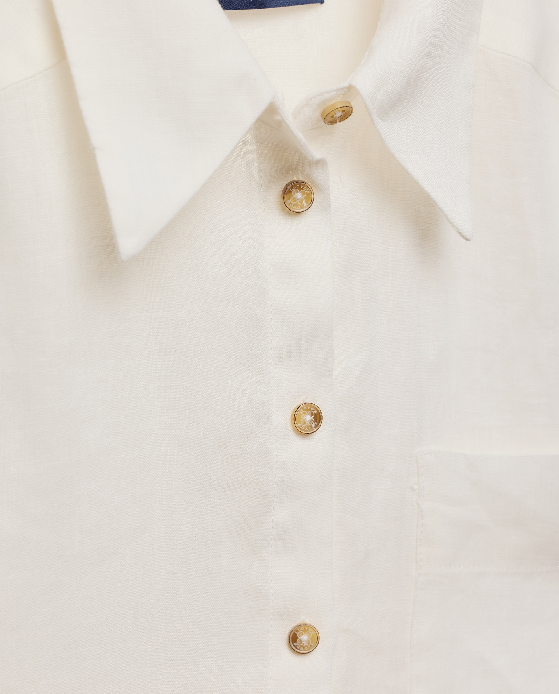 Camisa de mujer manga corta de lino - Lloyd's - Azul 120 Crudo-5