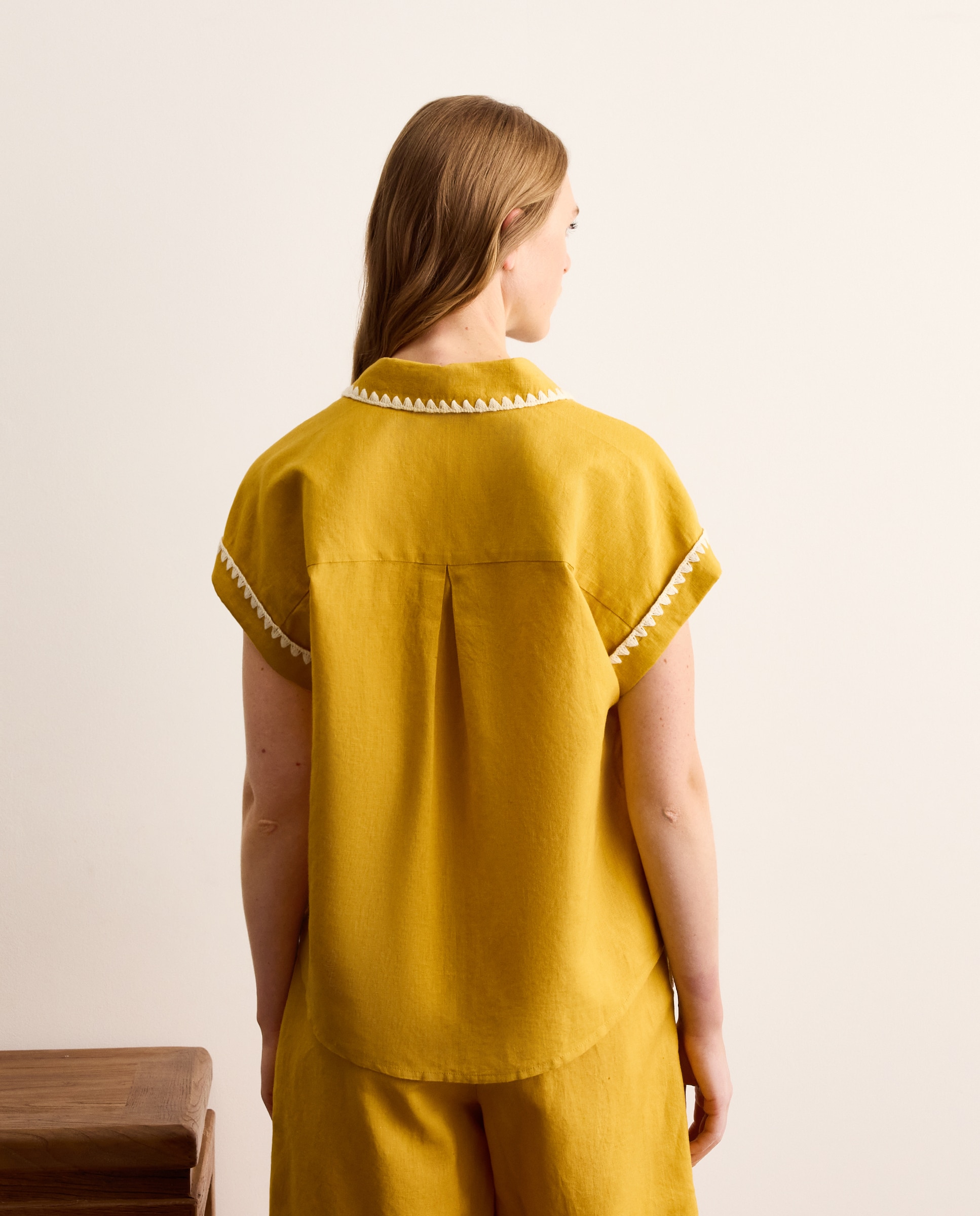Camisa de mujer de manga corta de lino - Lloyd's - 300 Amarillo 300 Amarillo-3