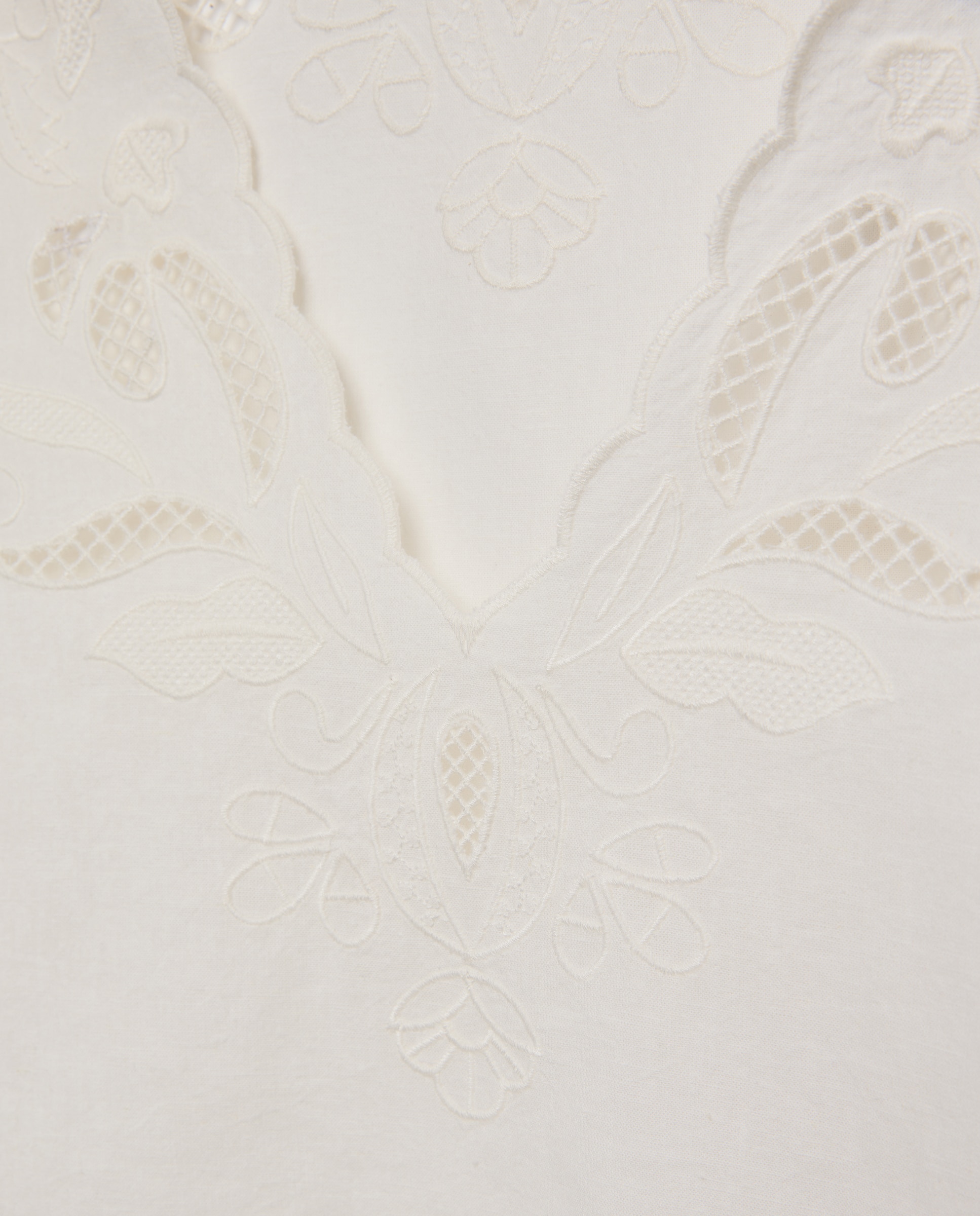 Blusa manga corta de mujer en lino troquelada - Lloyd's - Blanco roto Blanco roto-5