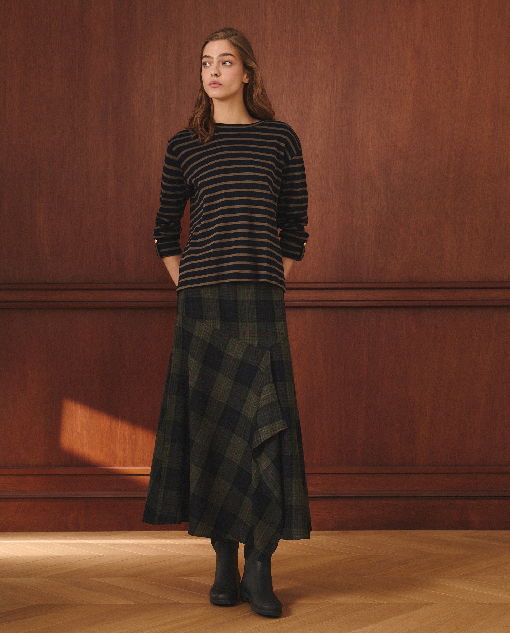 Saia Midi com Estampado Azul-1