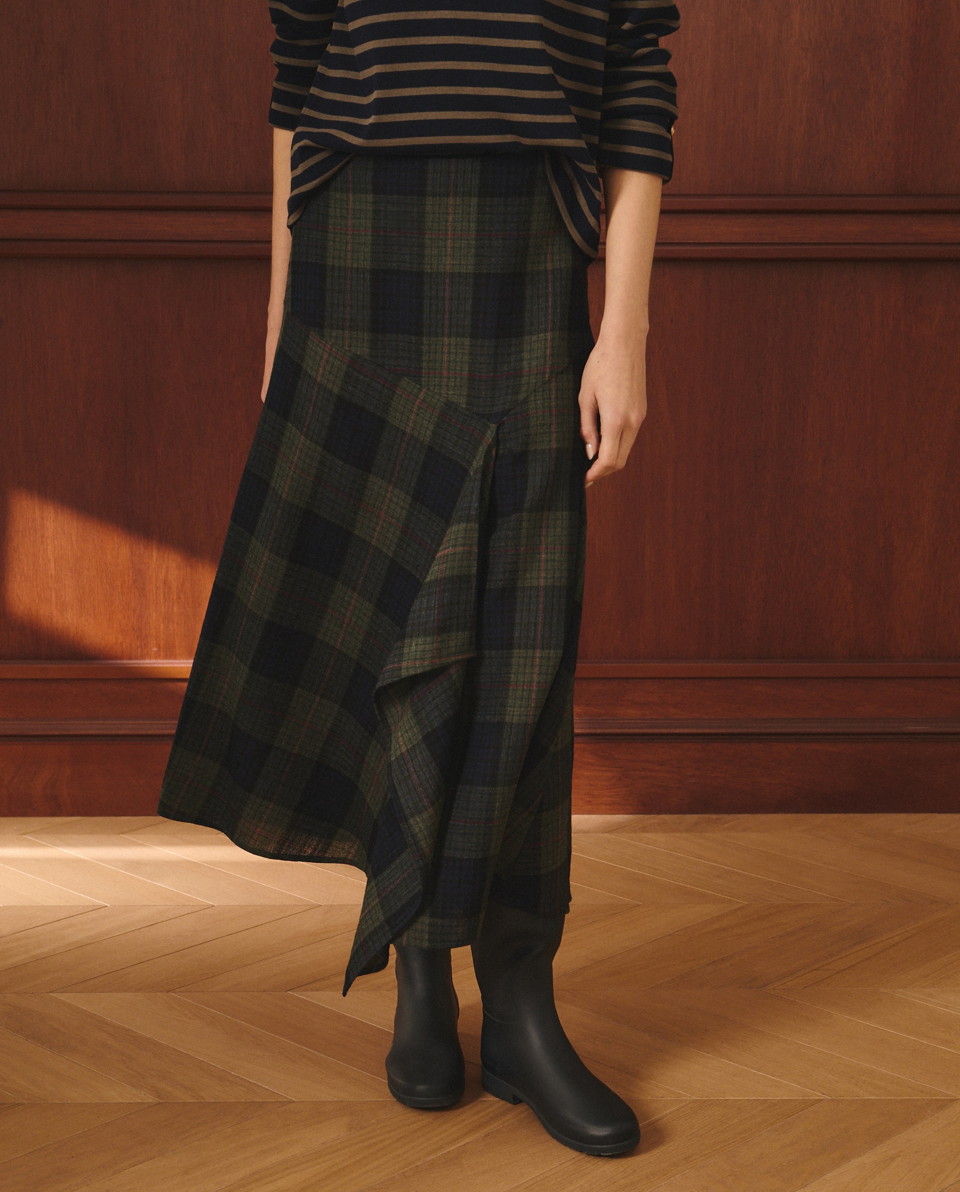 Saia Midi com Estampado Azul-2