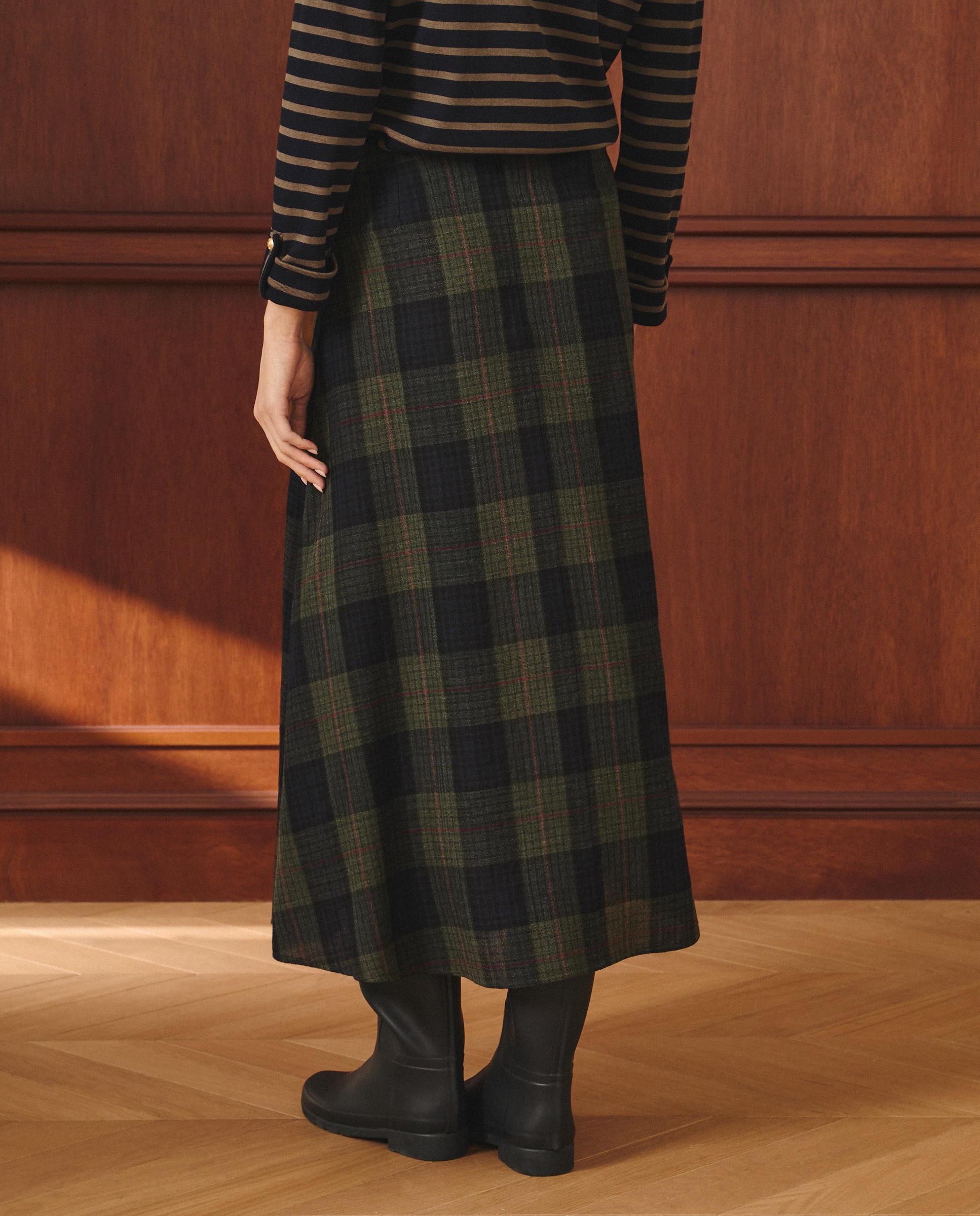 Saia Midi com Estampado Azul-3