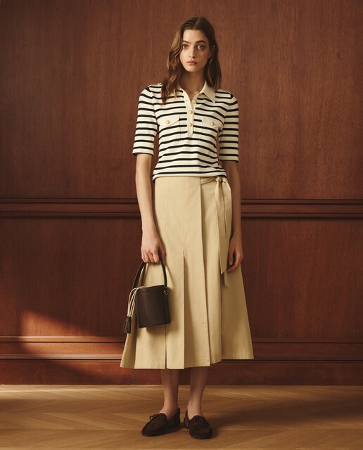 Falda midi en color liso