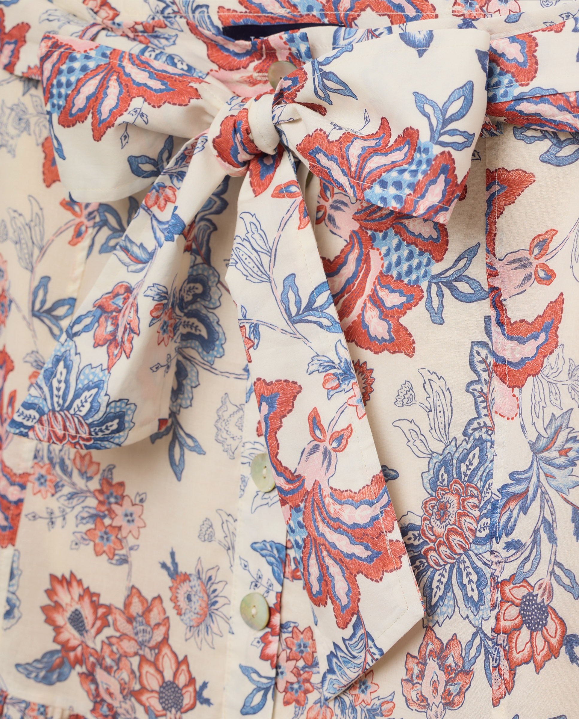 Falda de algodón con print floral - Lloyd's - Blanco Blanco-5