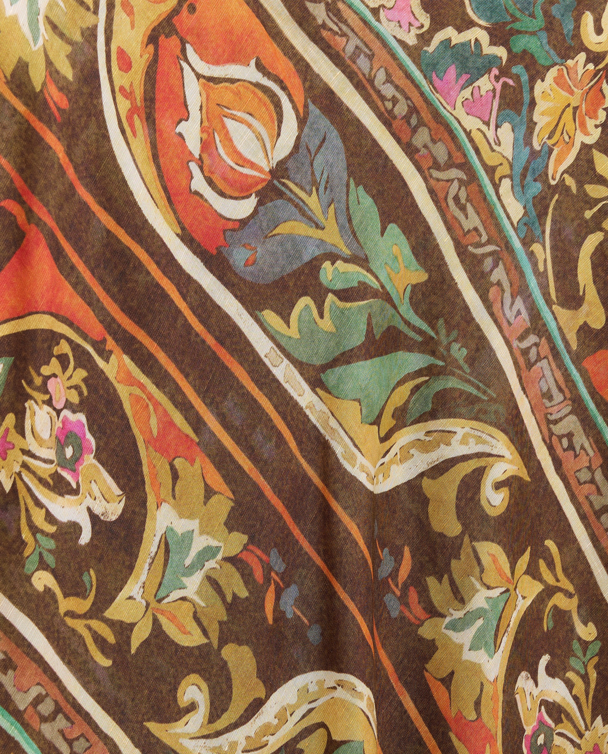 Saia de Linho Midi Castanho-2