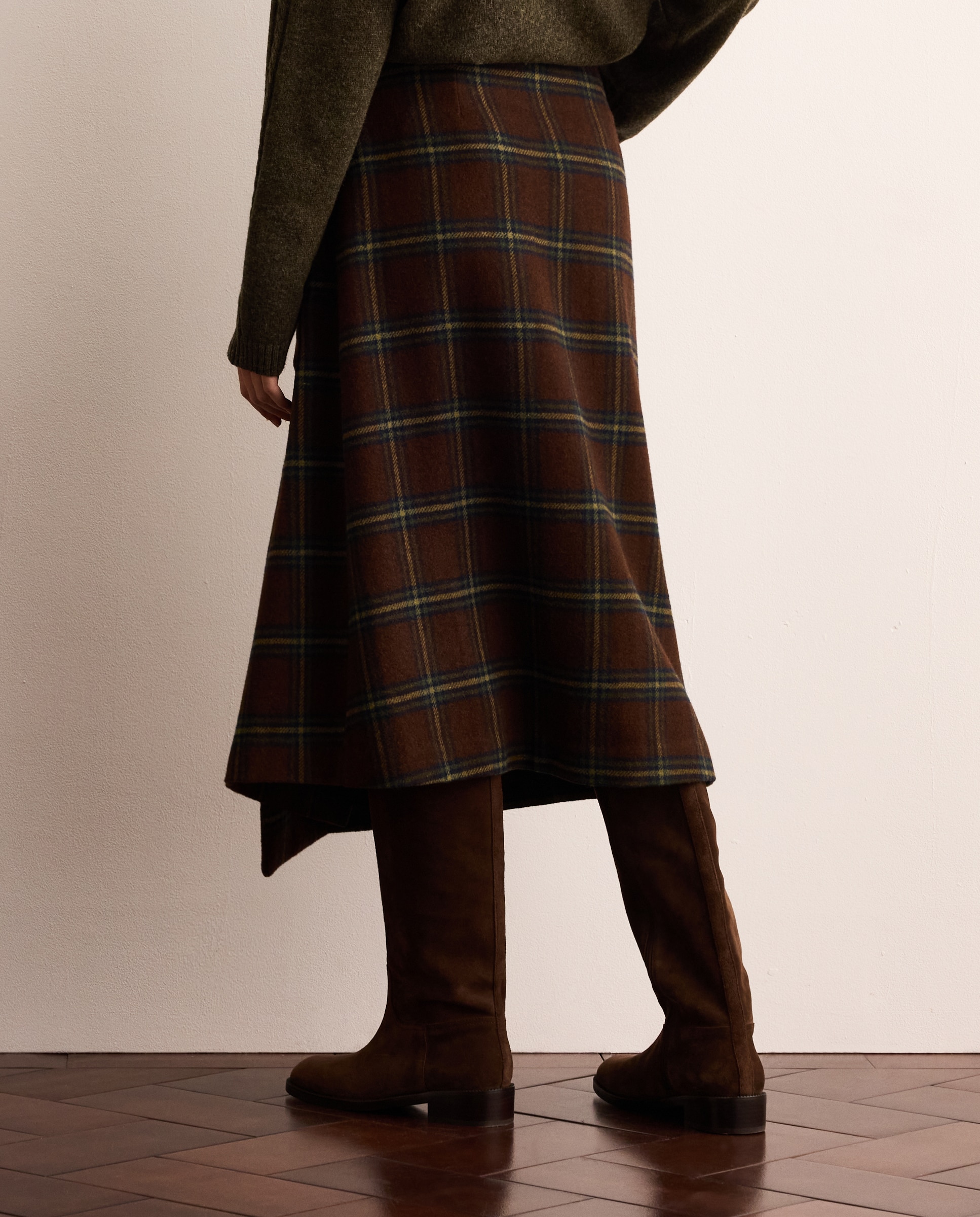 Falda midi de tweed con hebilla - Lloyd's - Marrón Marrón-3