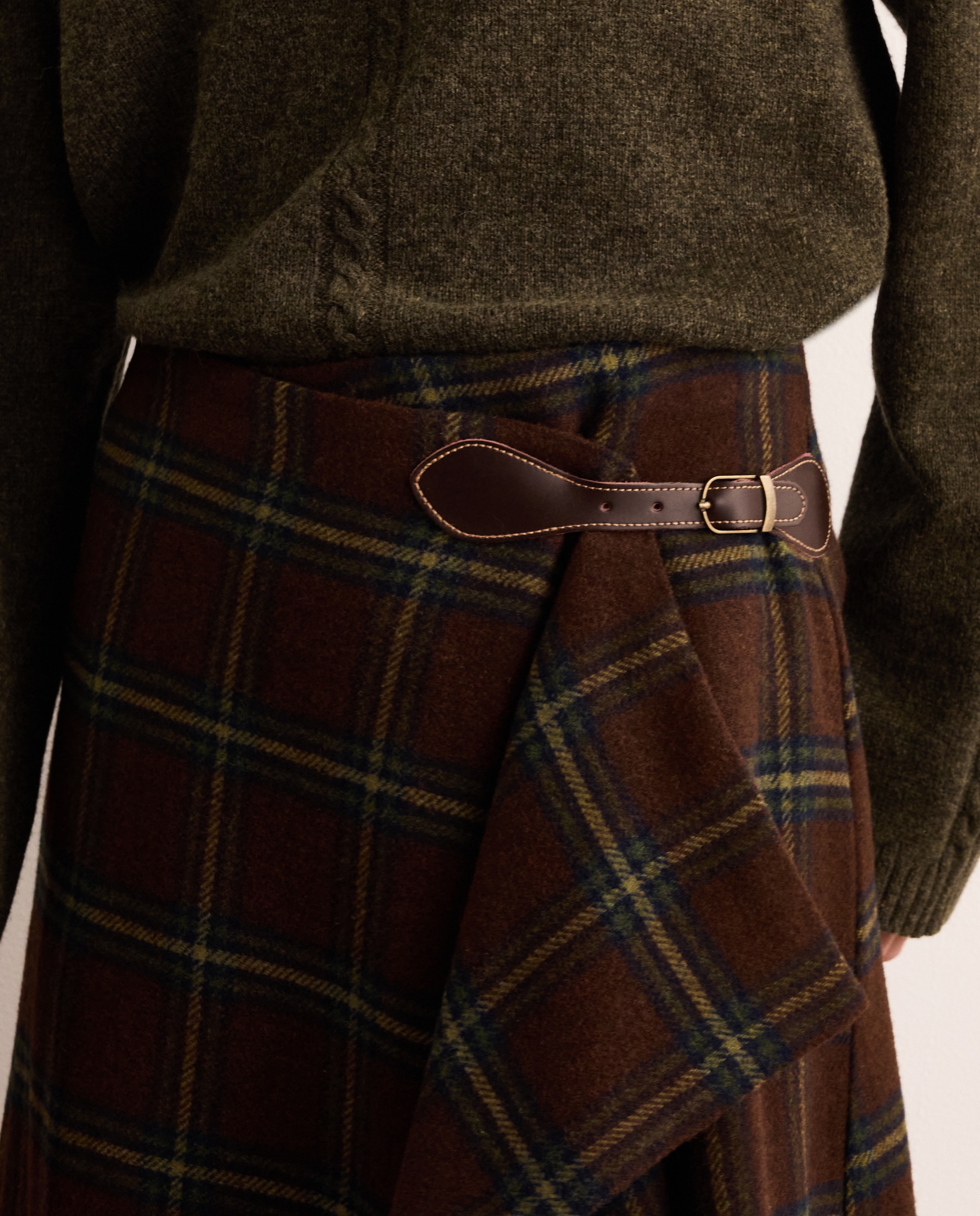 Falda midi de tweed con hebilla - Lloyd's - Marrón Marrón-4