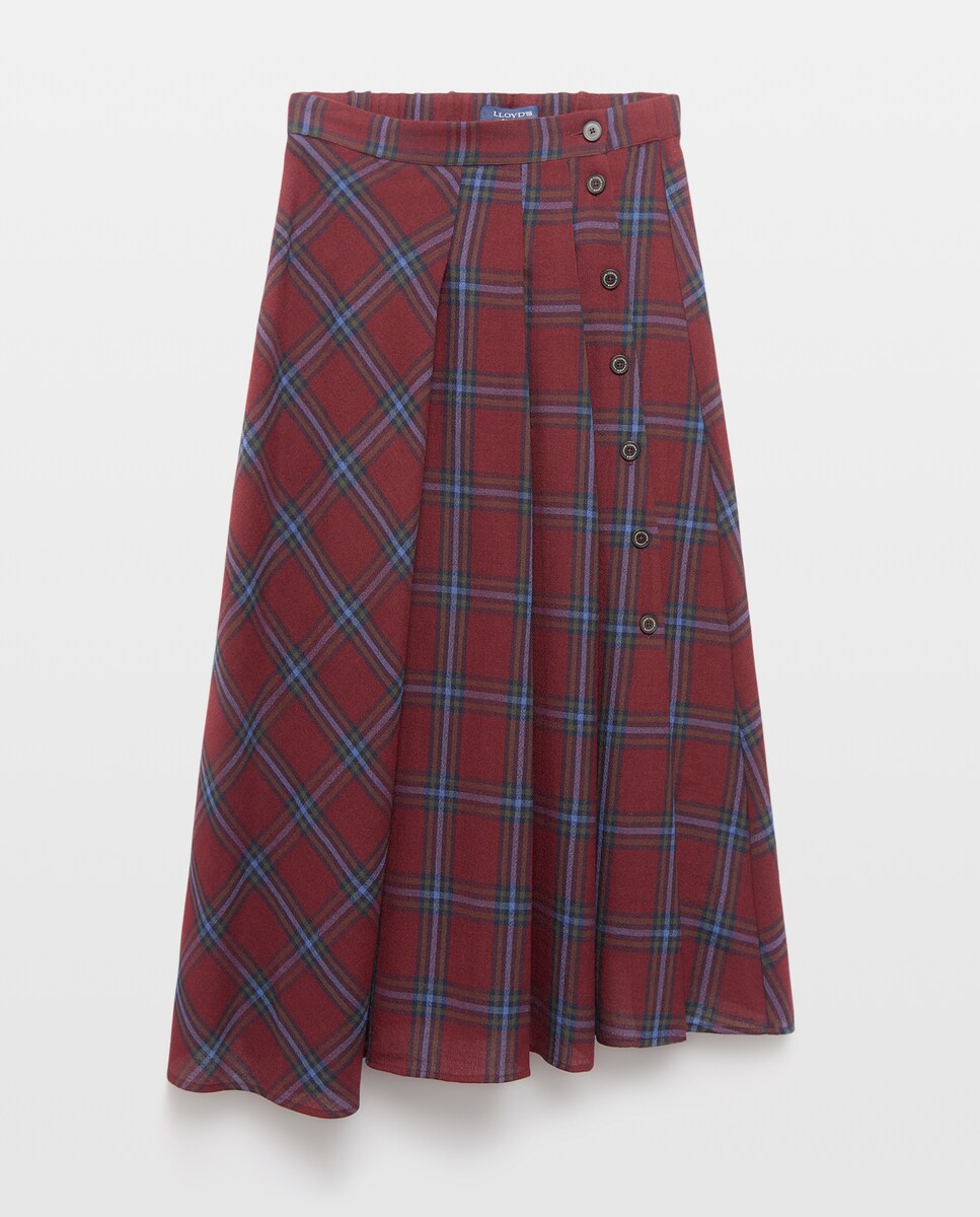 Imagen 0 de Falda midi con estampado de cuadros Rojo
