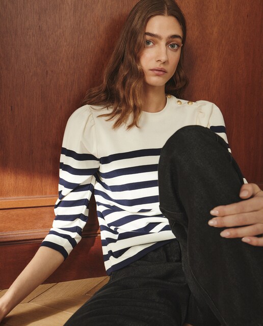 Imagen 0 de Camiseta de manga francesa estampada de mujer