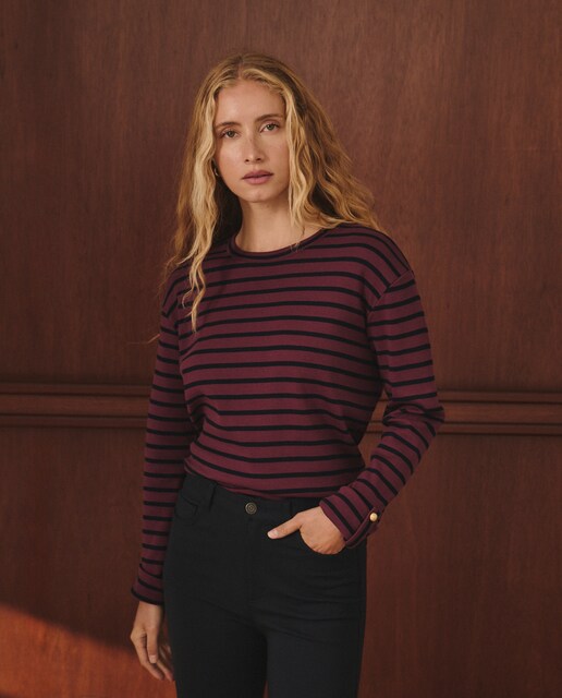 Imagem 0 de Camisola às Riscas com Manga Comprida e Decote Redondo