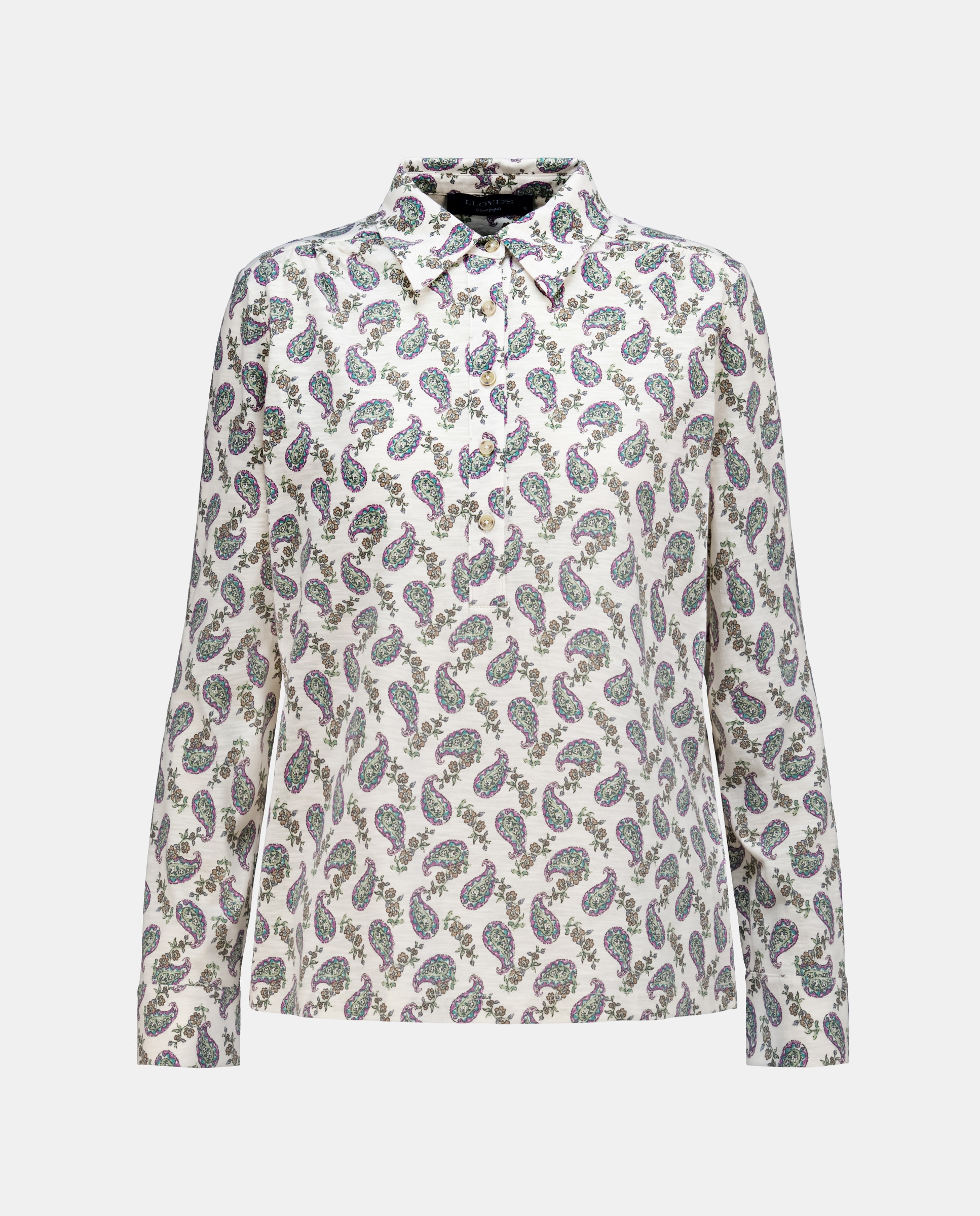 T-shirt com Colarinho de Polo e Estampado Branco-4