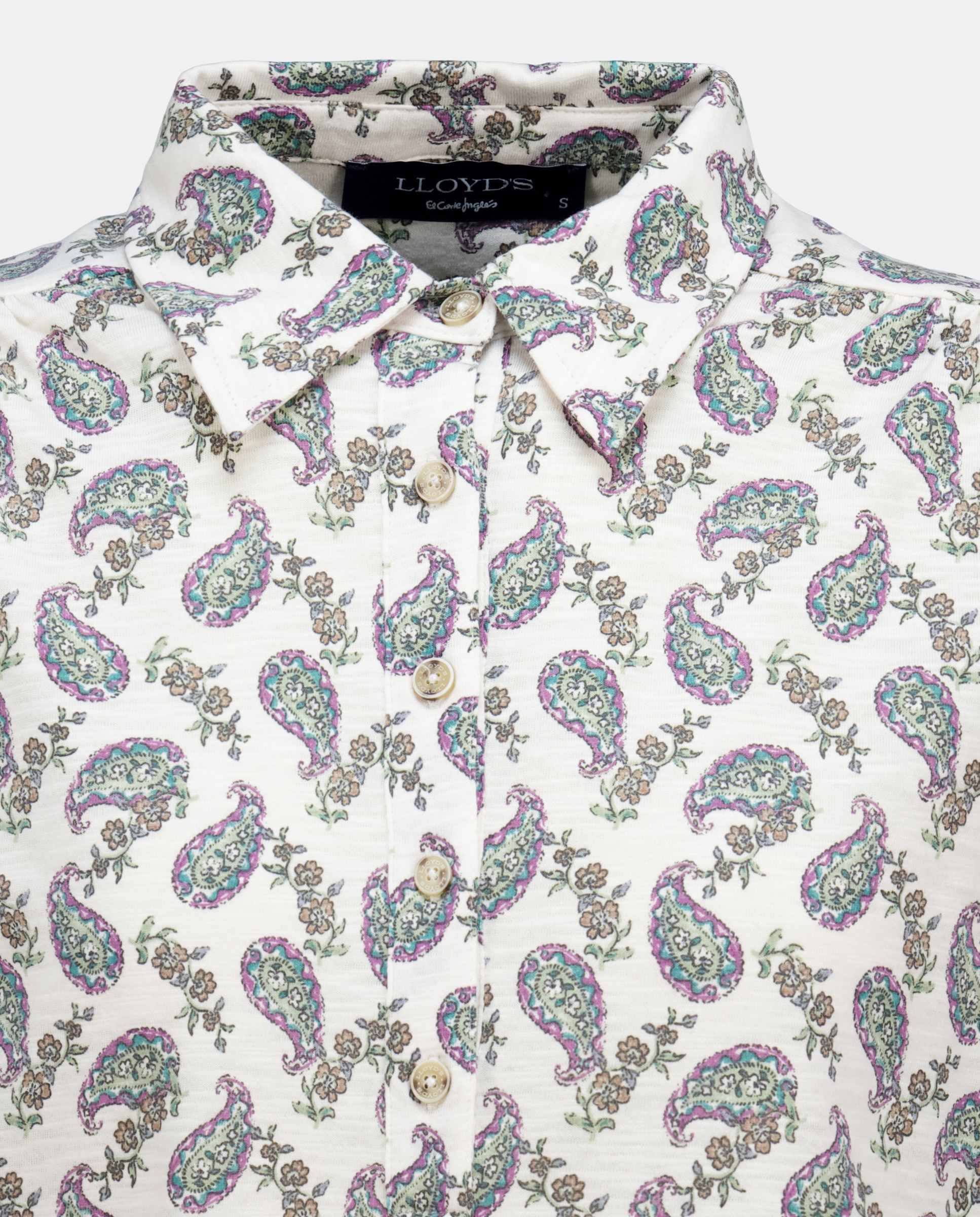 T-shirt com Colarinho de Polo e Estampado Branco-5