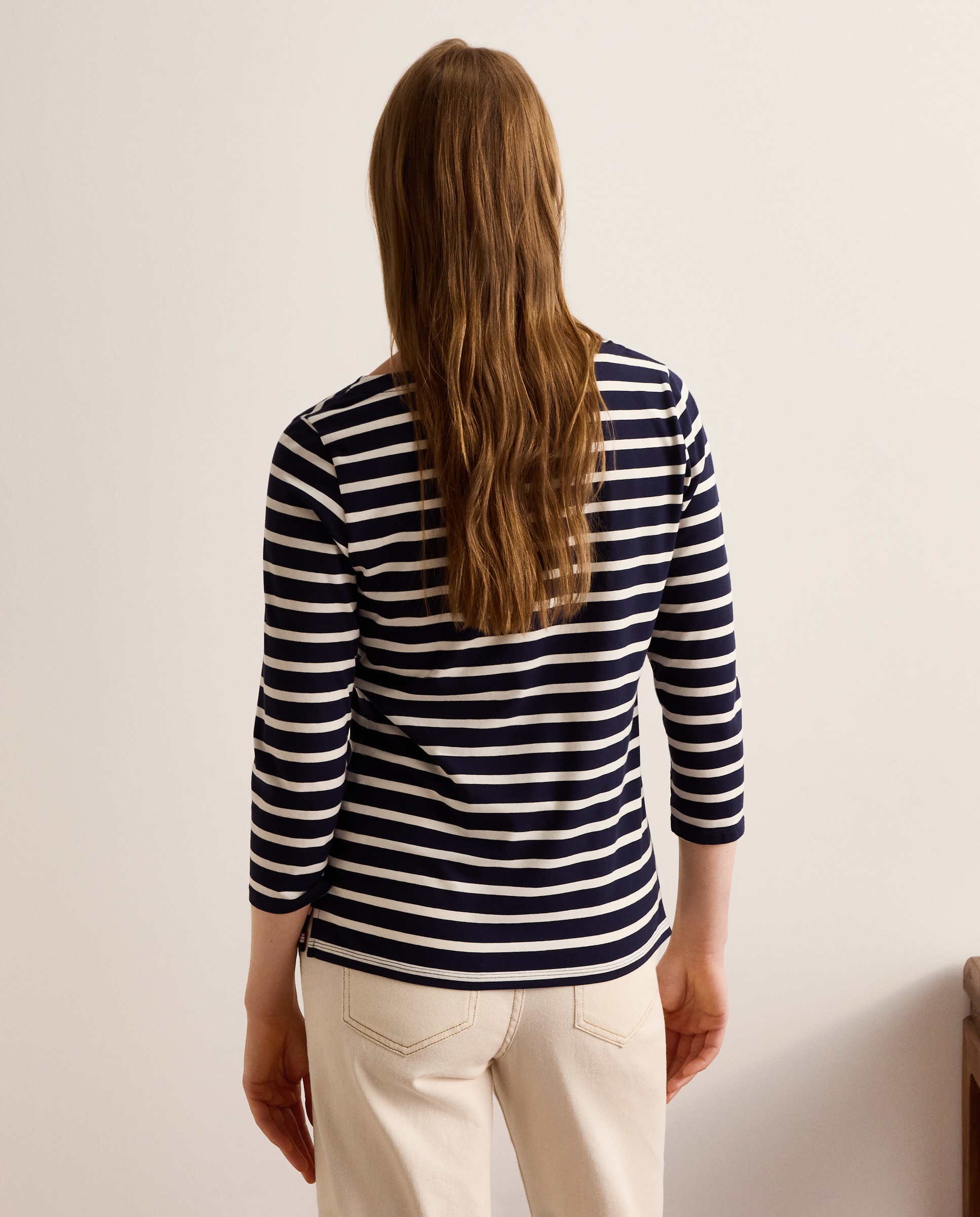 Camiseta de mujer con manga francesa y estampado de rayas - Lloyd's - Blanco Blanco-3