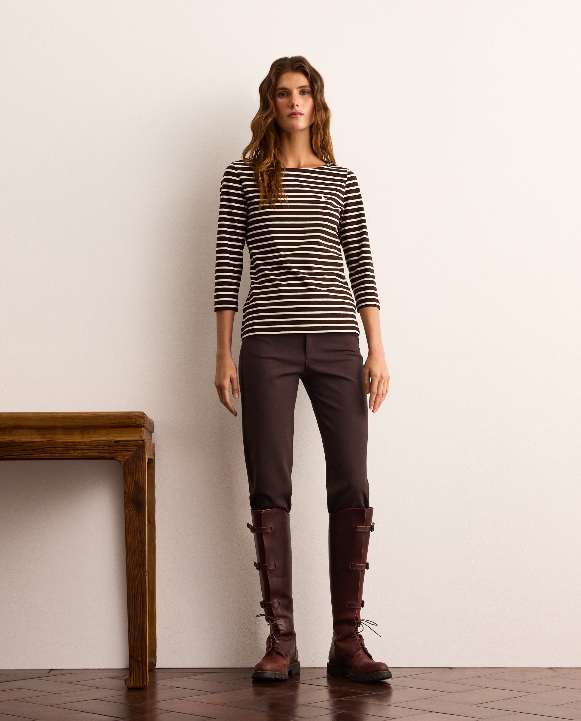 Camiseta de mujer con manga francesa y estampado de rayas - Lloyd's - Camel Camel-2