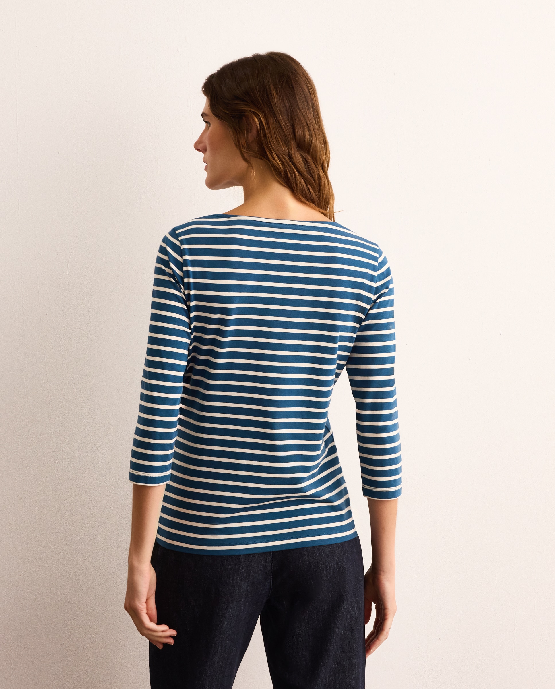 Camiseta de mujer con manga francesa y estampado de rayas - Lloyd's - Azul marino Azul marino-3