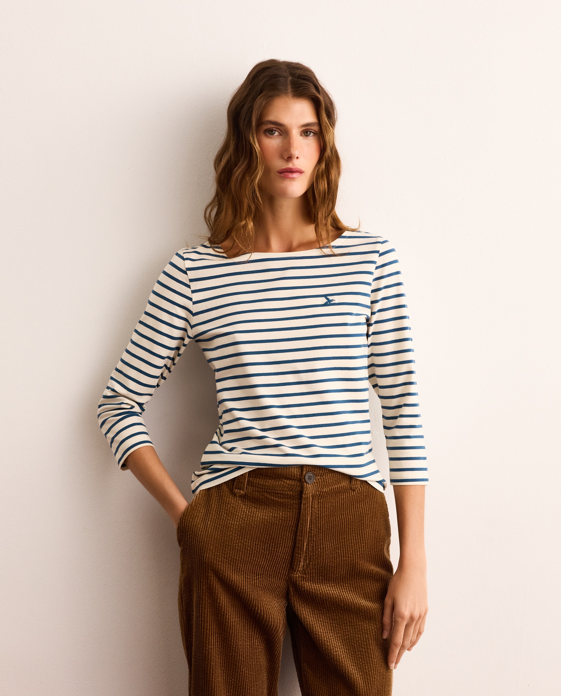 Camiseta de mujer con manga francesa y estampado de rayas - Lloyd's - Azul Azul-1