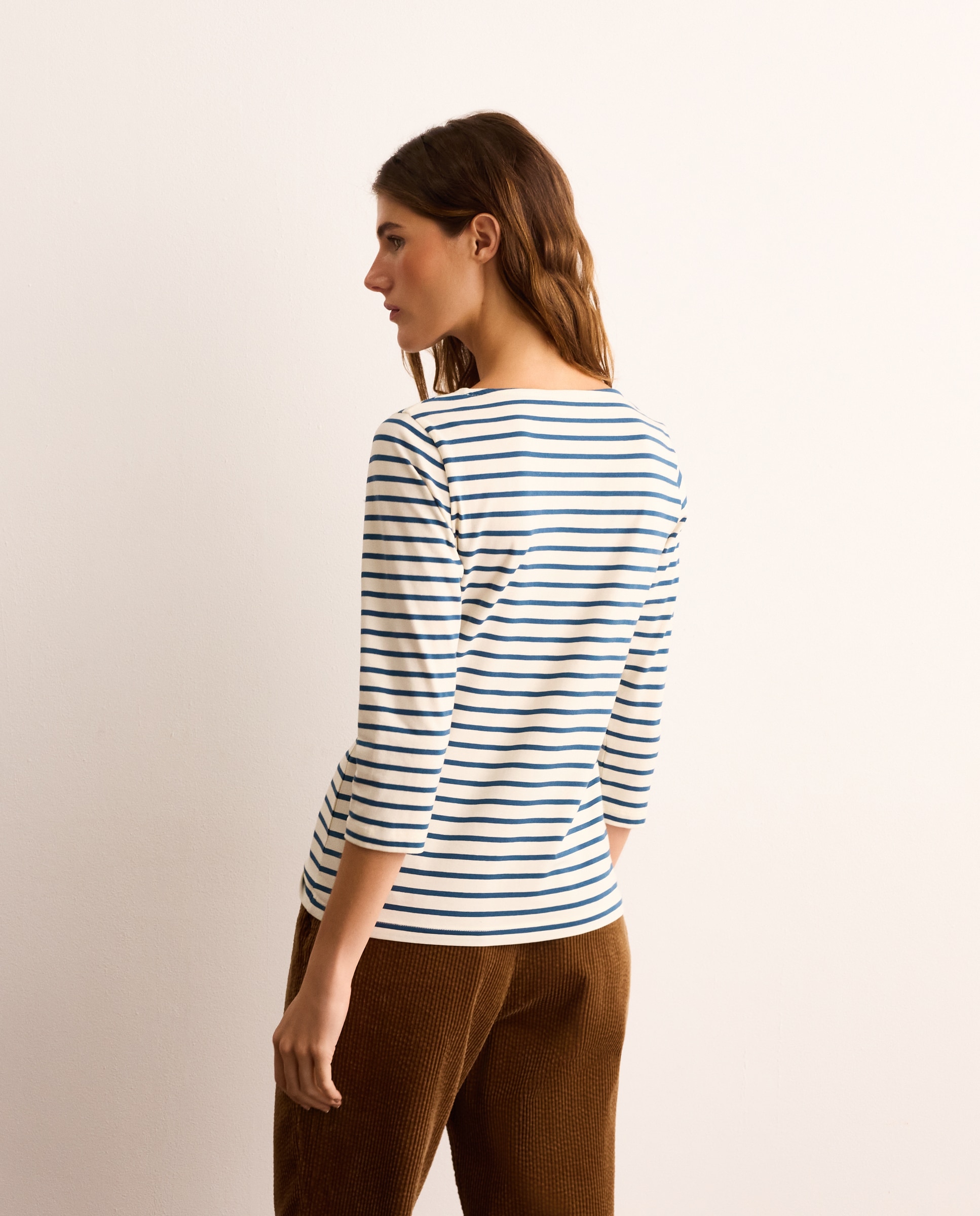 Camiseta de mujer con manga francesa y estampado de rayas - Lloyd's - Azul Azul-3