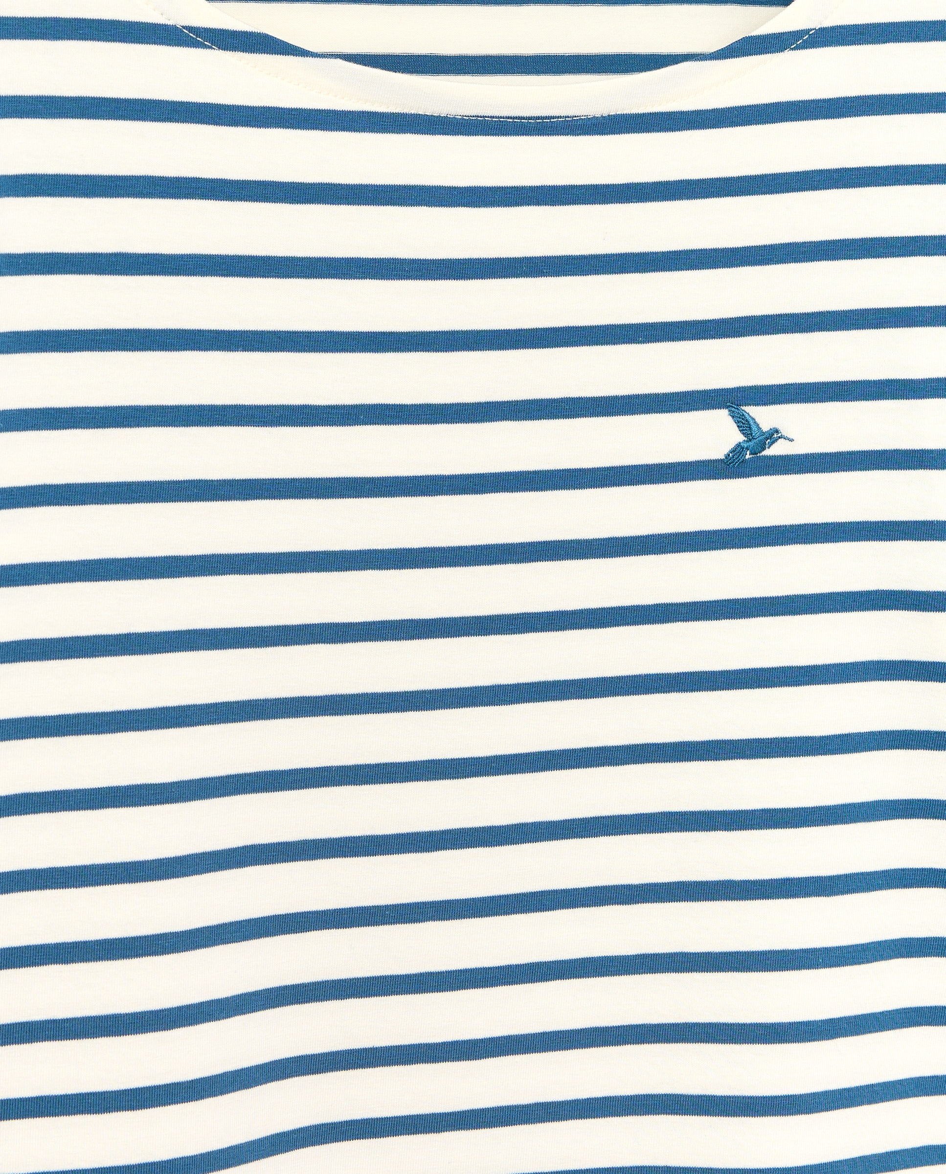 T-shirt com Manga 3/4 e Estampado às Riscas Azul-2