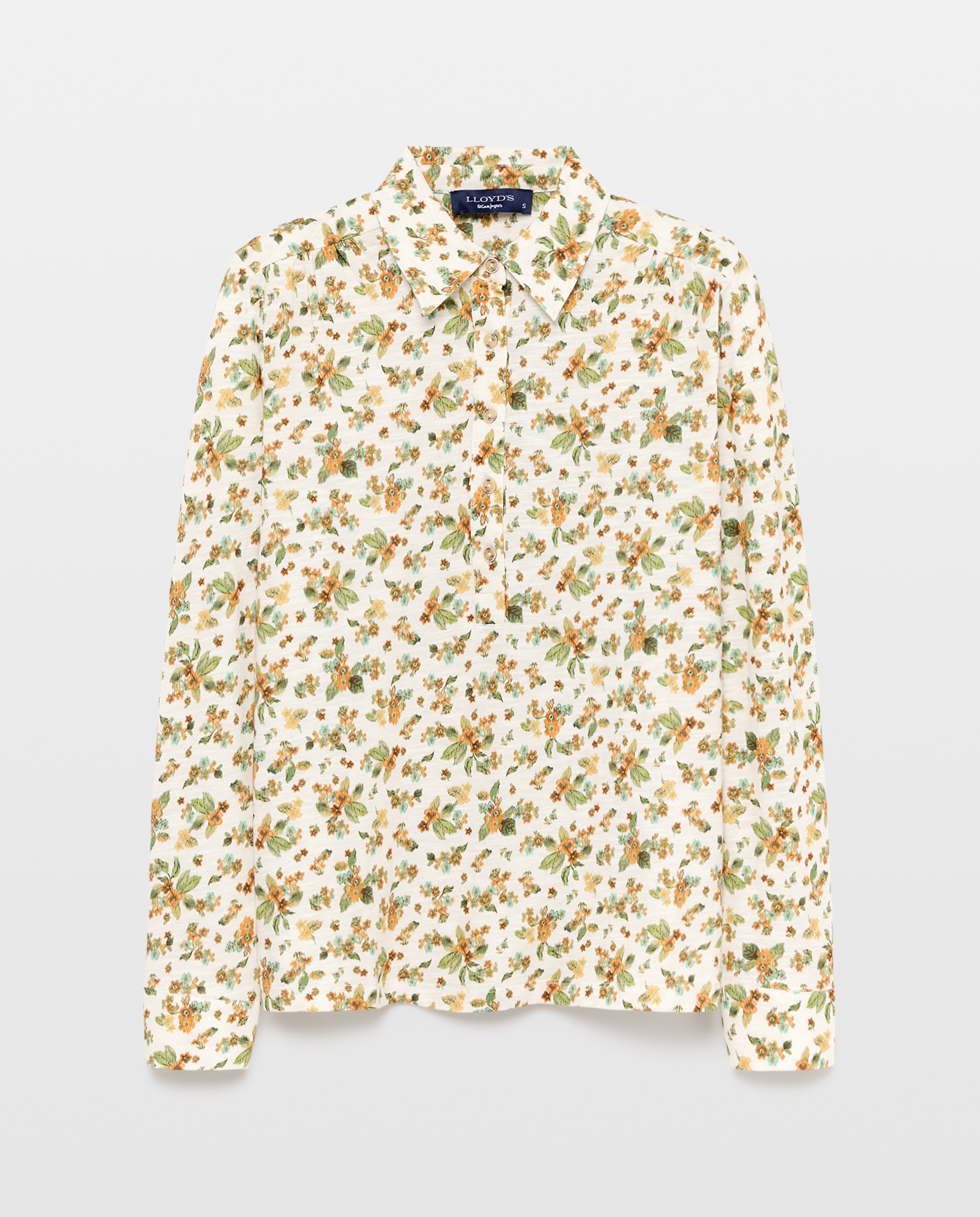 Camisola de Manga Comprida com Colarinho de Polo Branco-4