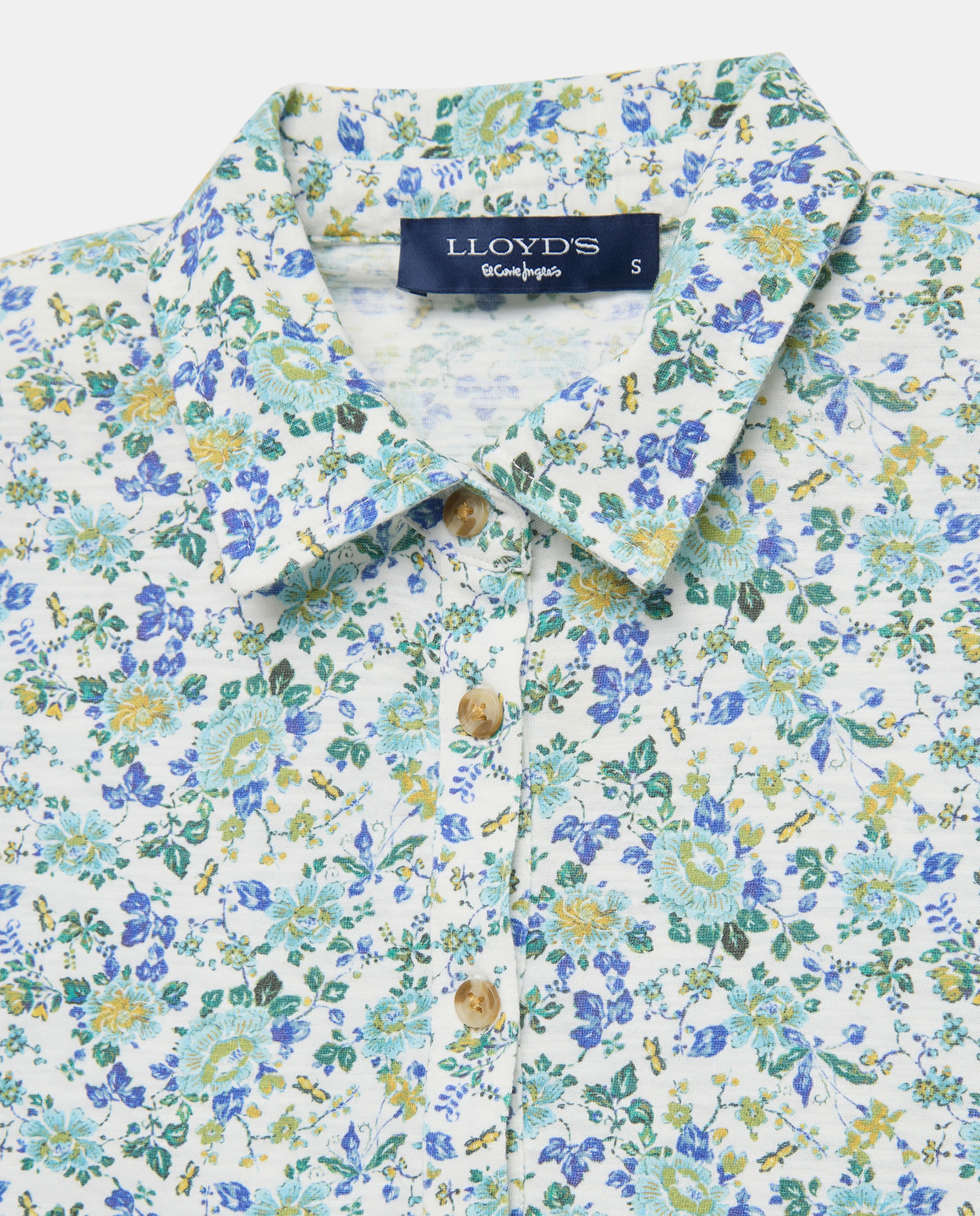 T-shirt com Estampado Floral Azul-2