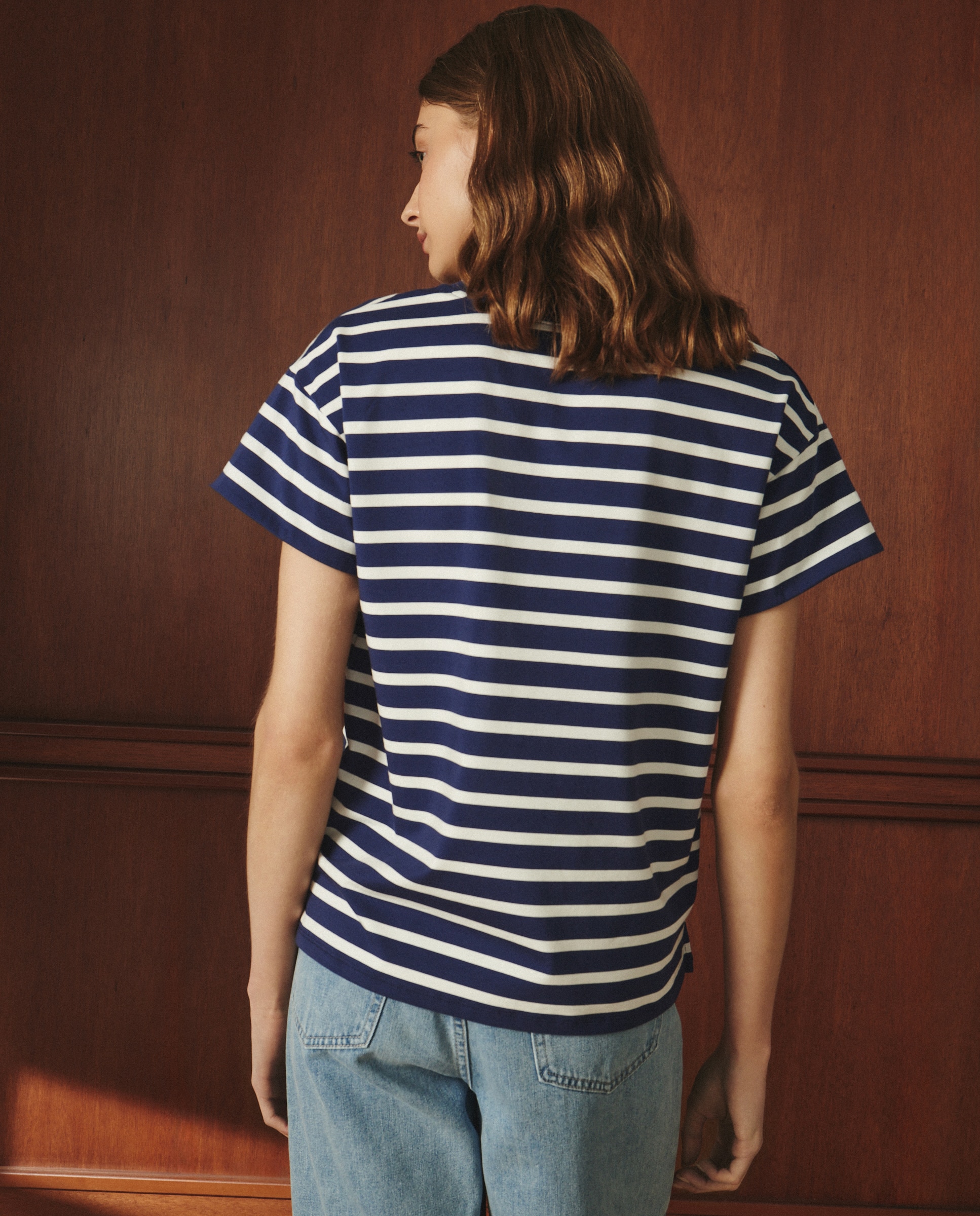 T-shirt estampada de mulher com manga curta Azul-marinho-2