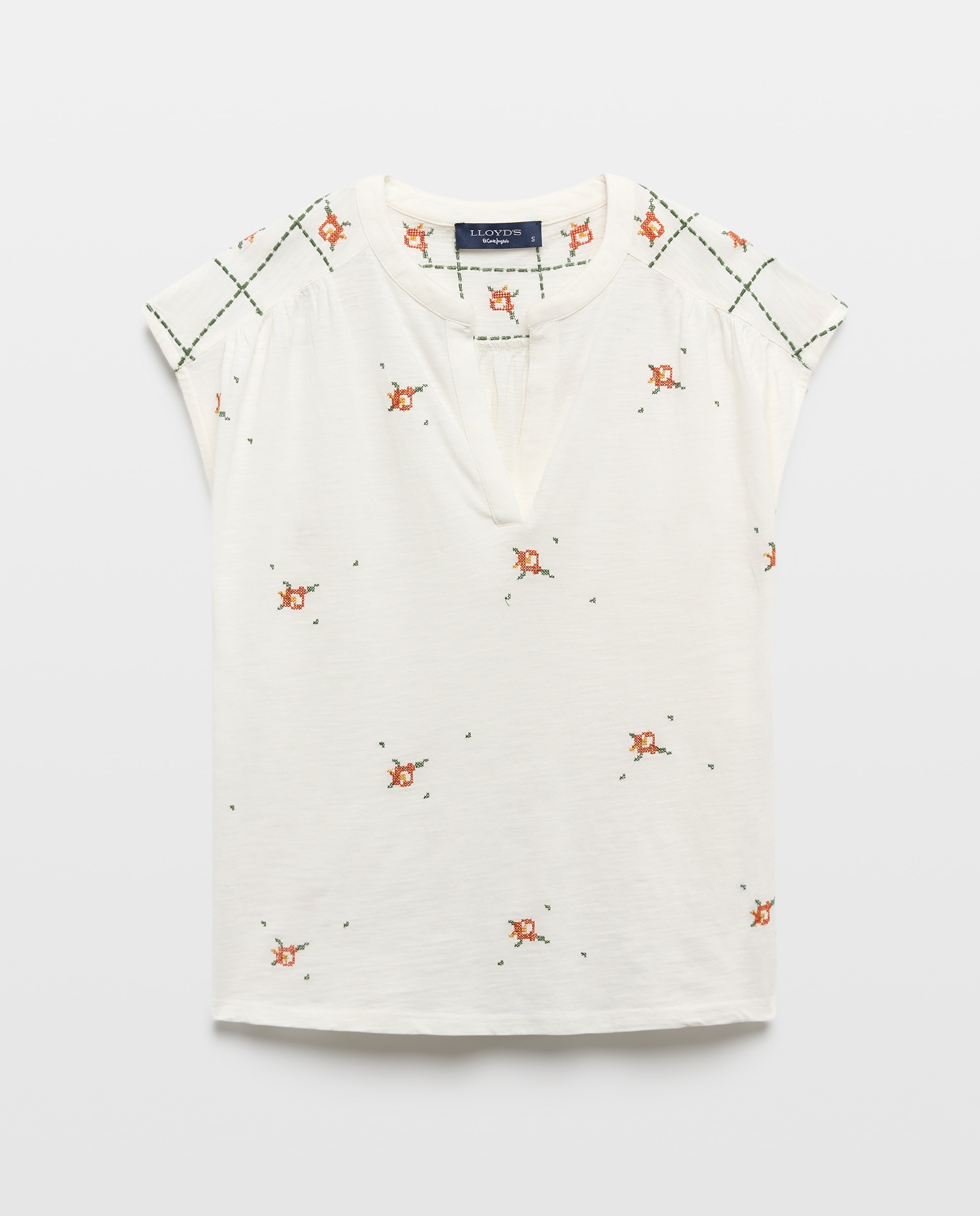 Lloyd's - Camiseta de mujer con bordado mini flor.