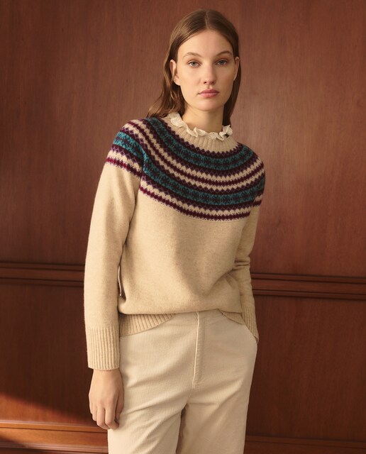 Jersey de mujer cuello caja greca jacquard