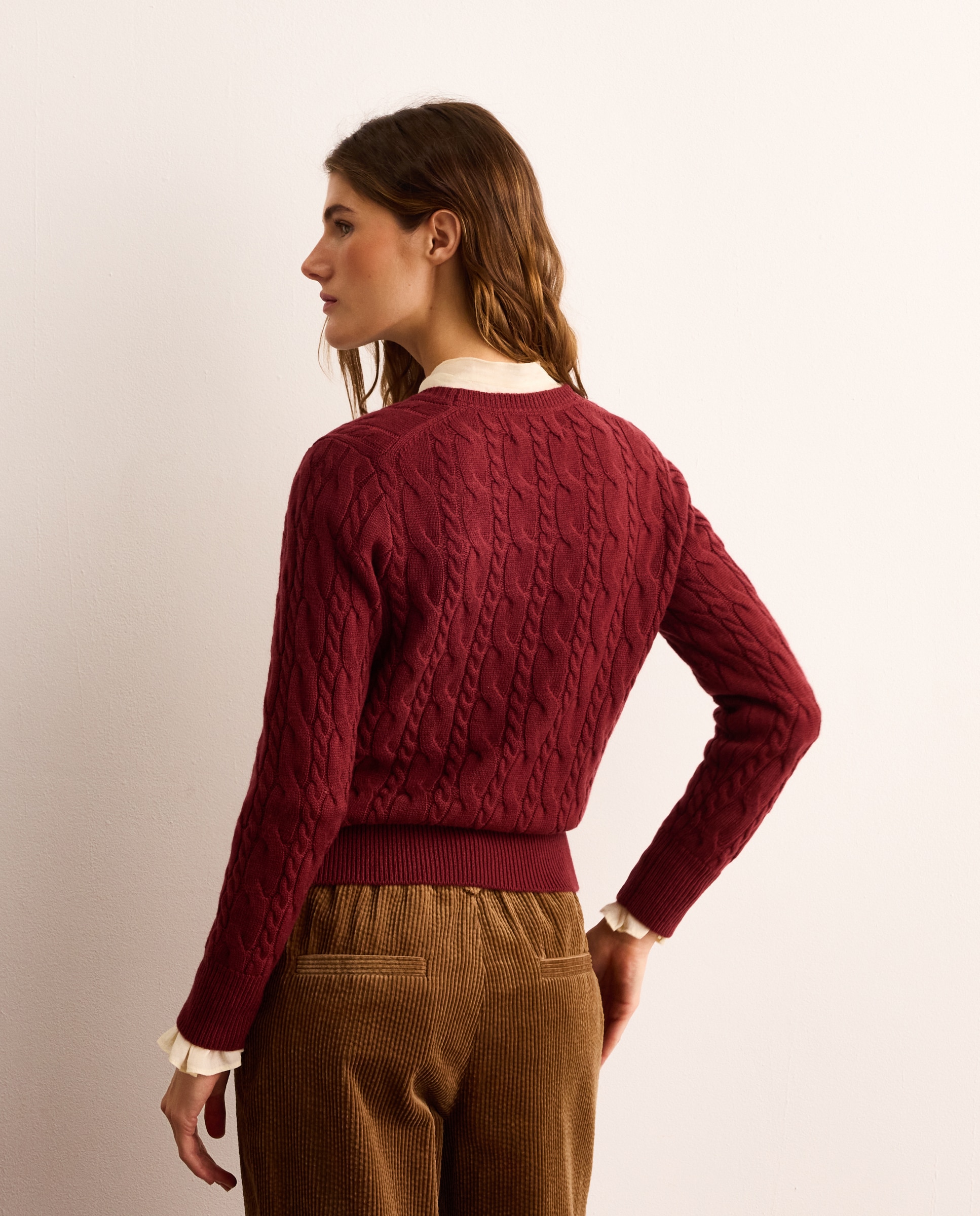 Jersey manga larga de mujer con cuello caja - Lloyd's - Ciruela Ciruela-3