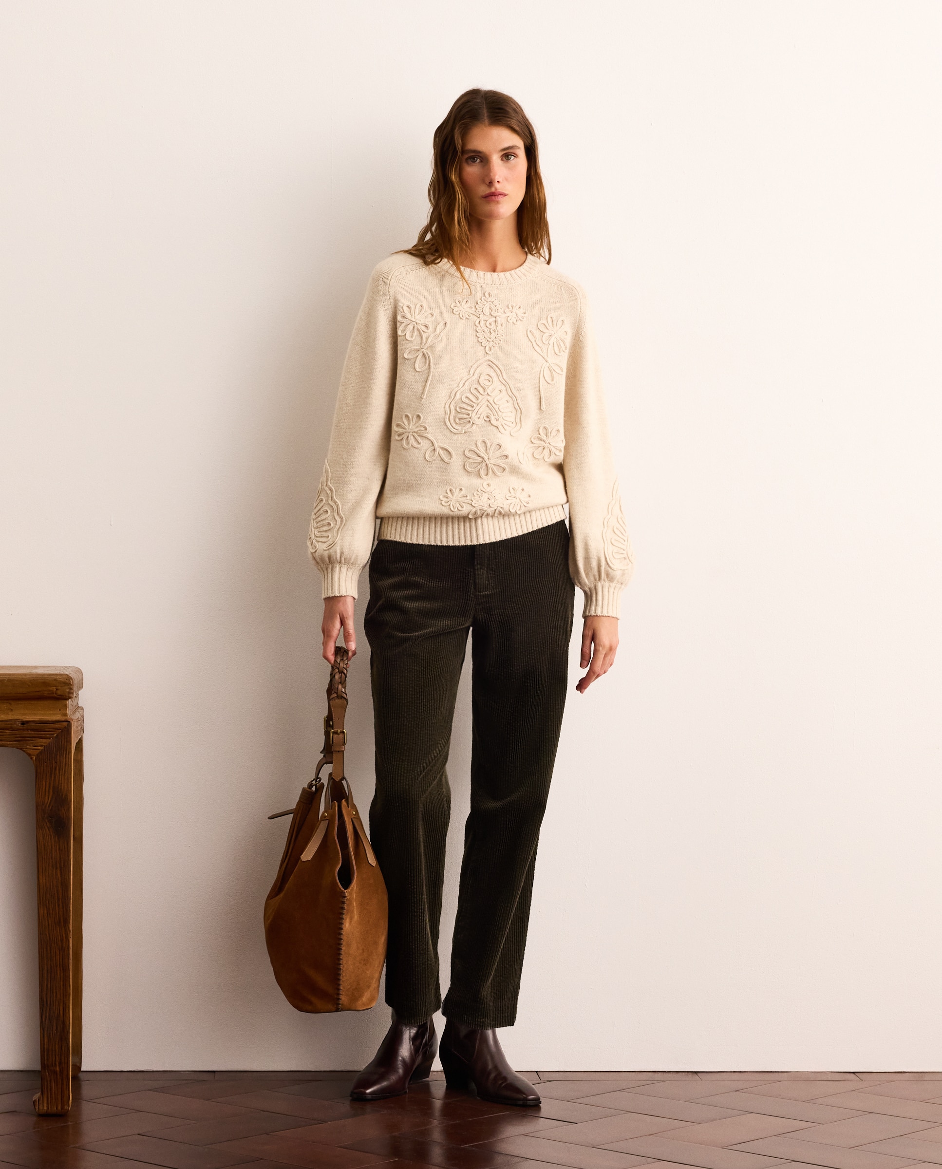 Jersey manga larga de mujer con bordado flores - Lloyd's - 120 Crudo 120 Crudo-3