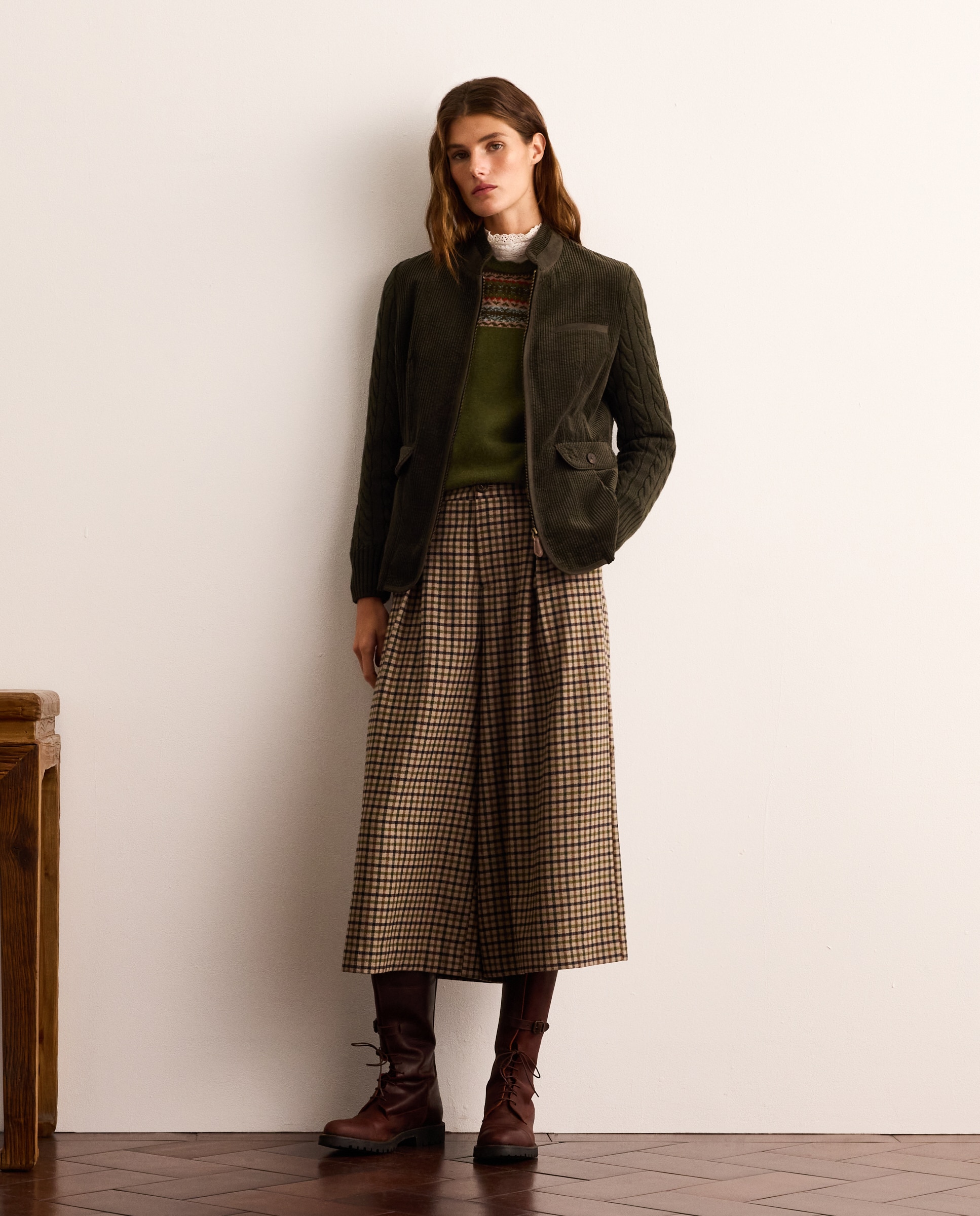 Jersey de mujer con cuello caja y canesú jacquard - Lloyd's - Verde Verde-3