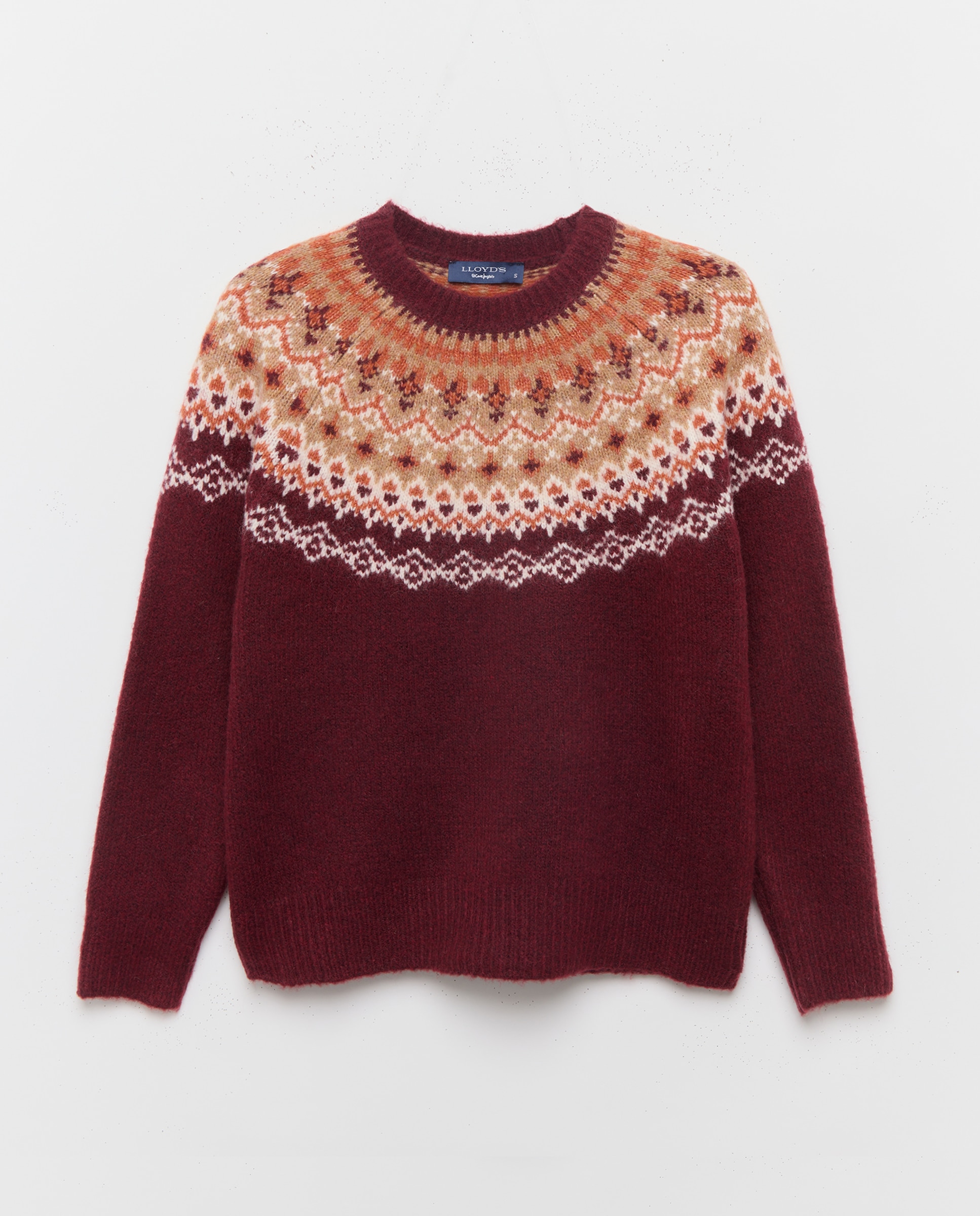 Camisola de Malha com Manga Comprida e Jacquard Bordeaux-1
