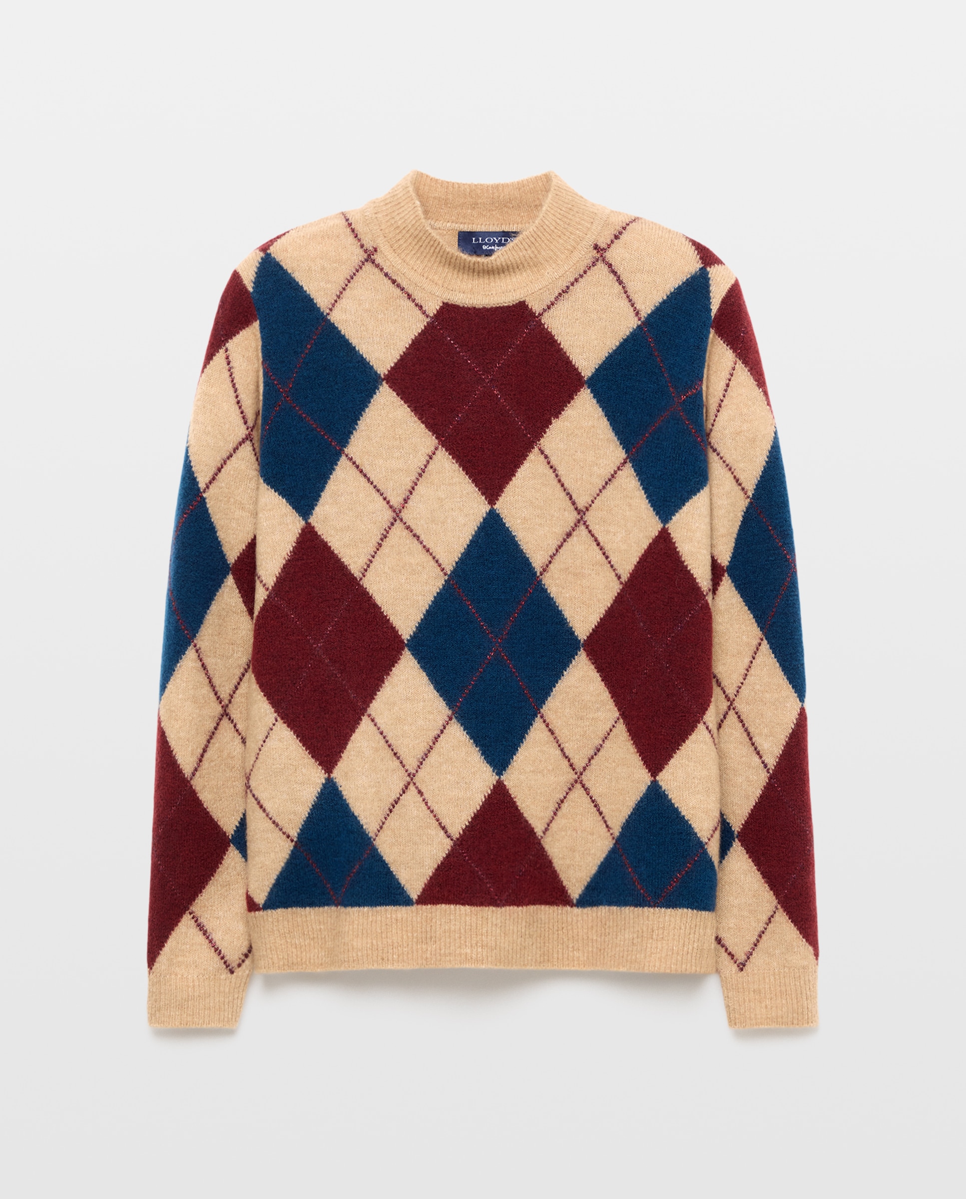 Jersey de mujer con cuello caja y con intarsia de rombos - Lloyd's - Beige Beige-4