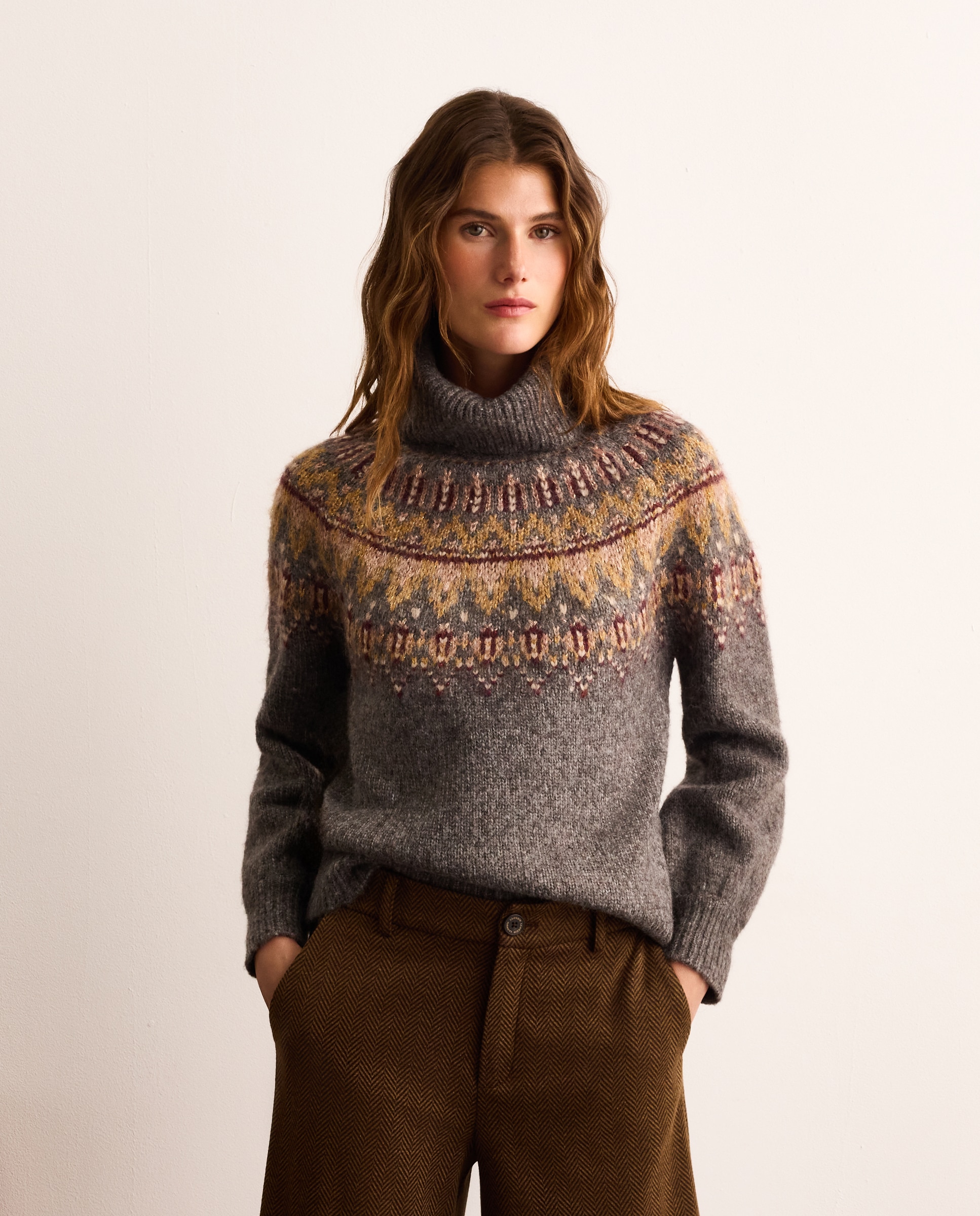 Jersey de mujer manga larga cuello cisne - Lloyd's - 820 Gris medio 820 Gris medio-1