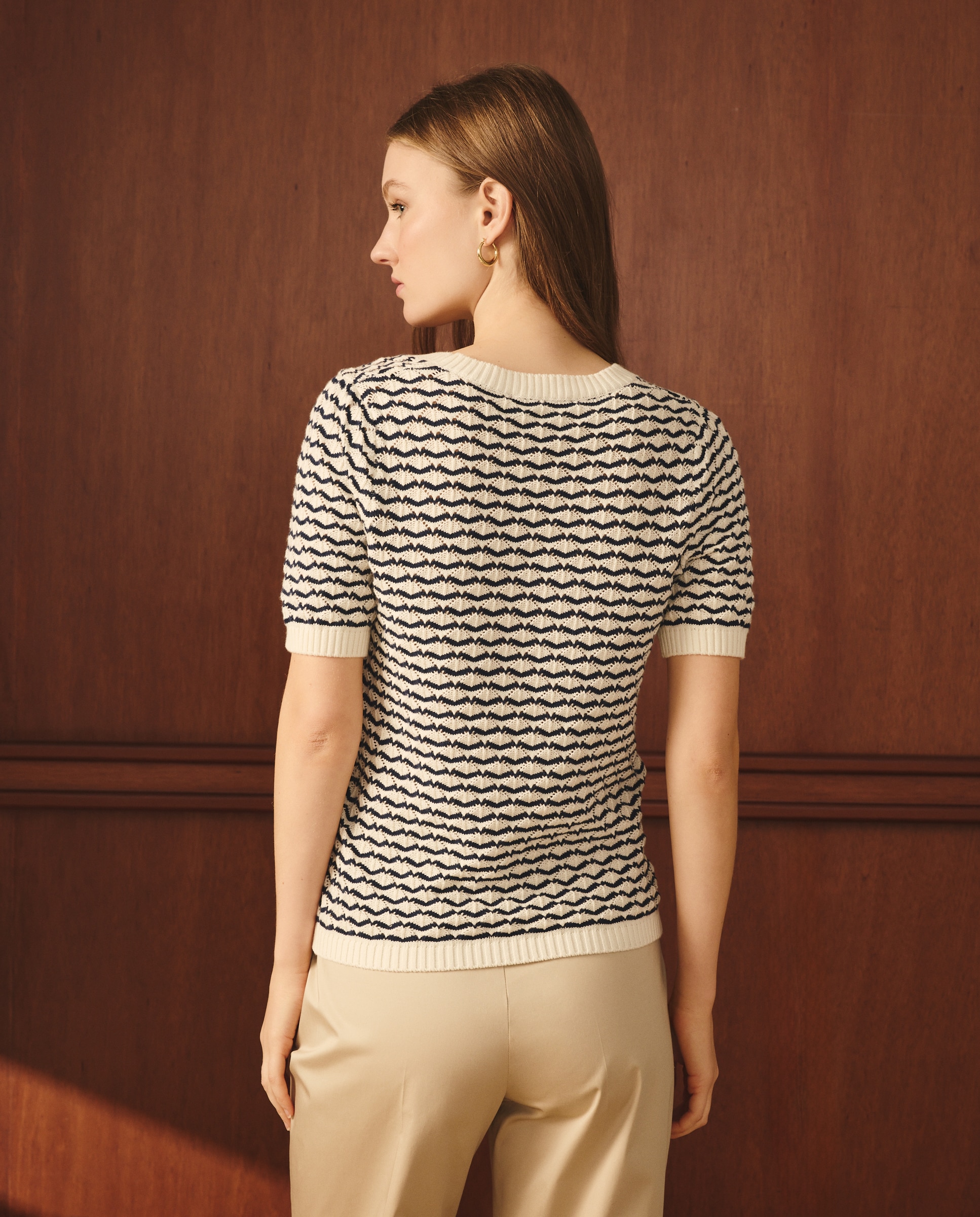 Jersey de manga corta de mujer con rayas - Lloyd's - Verde Azul marino-4