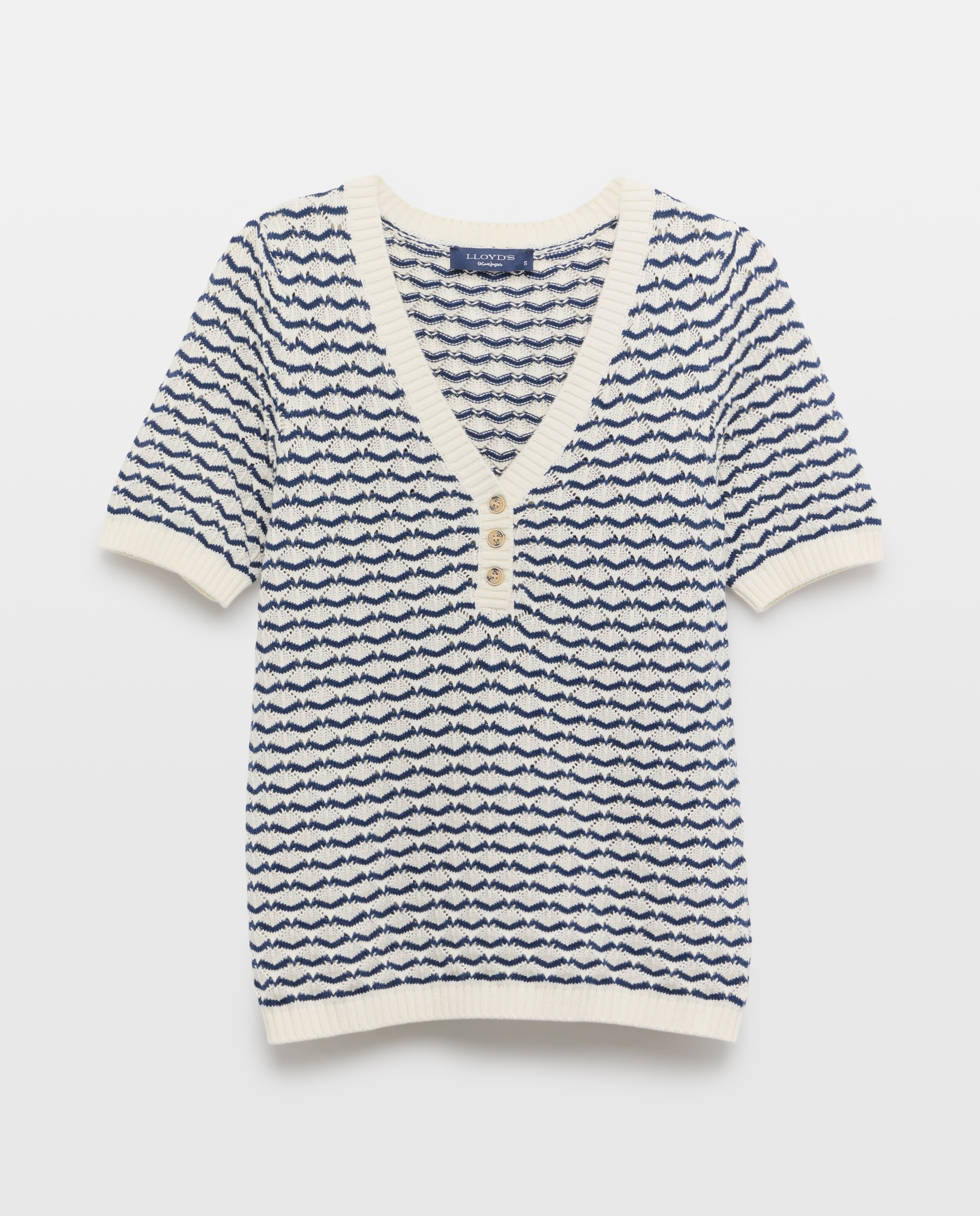 Jersey de manga corta de mujer con rayas - Lloyd's - Verde Azul marino-5