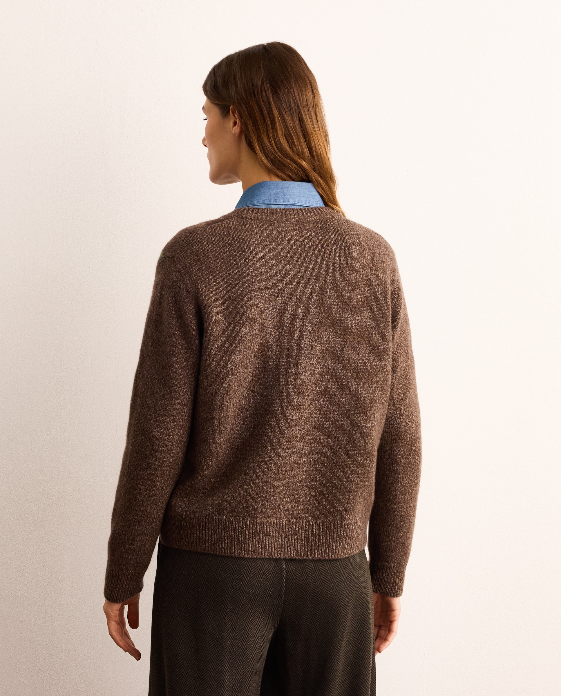 Jersey de mujer cuello pico rombos - Lloyd's - Visón oscuro Visón oscuro-3