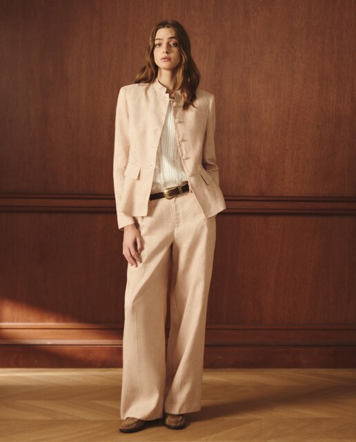 Pantalón ancho de mujer con rayas