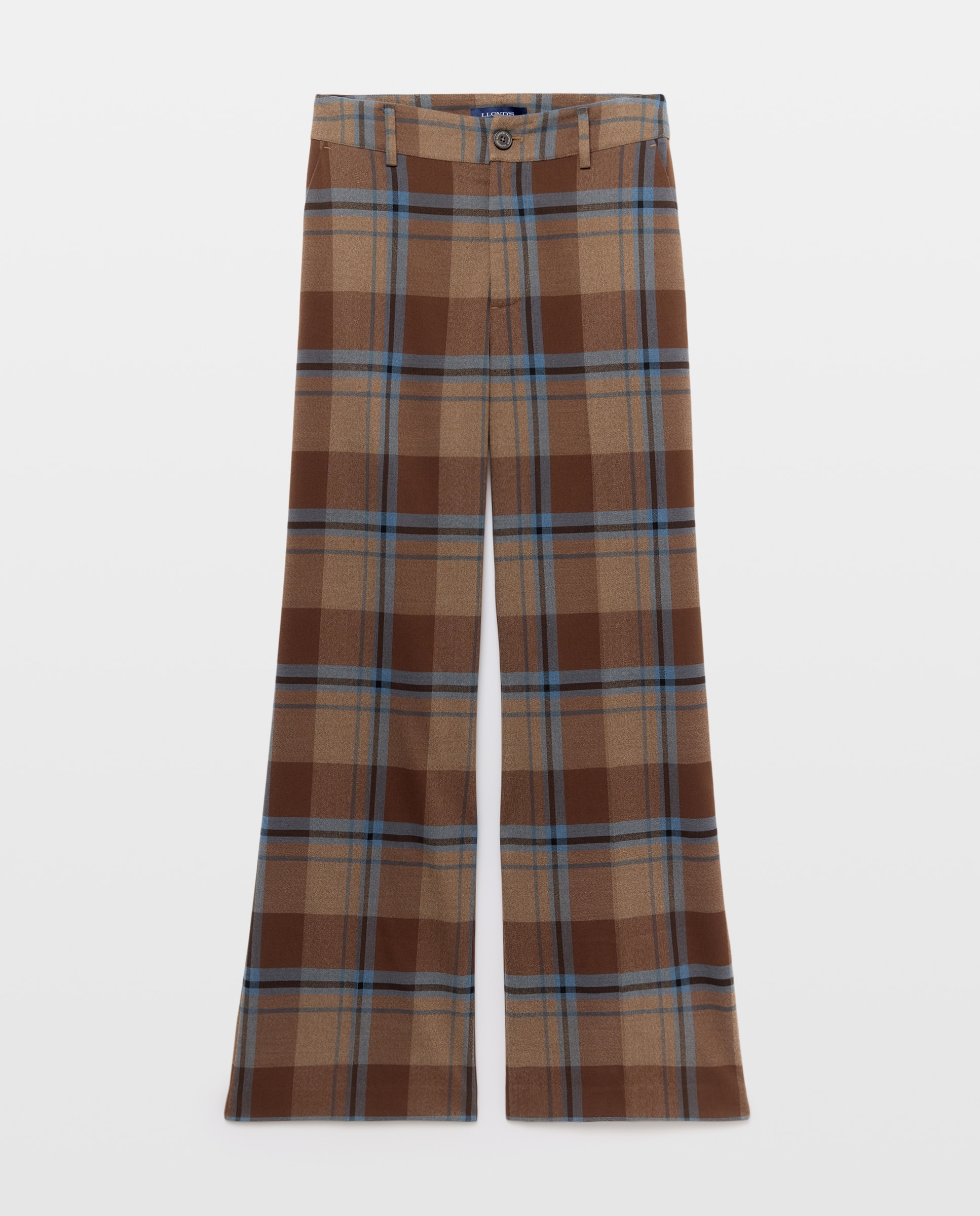 Pantalón ancho de mujer cuadros - Lloyd's - Marrón Marrón-4