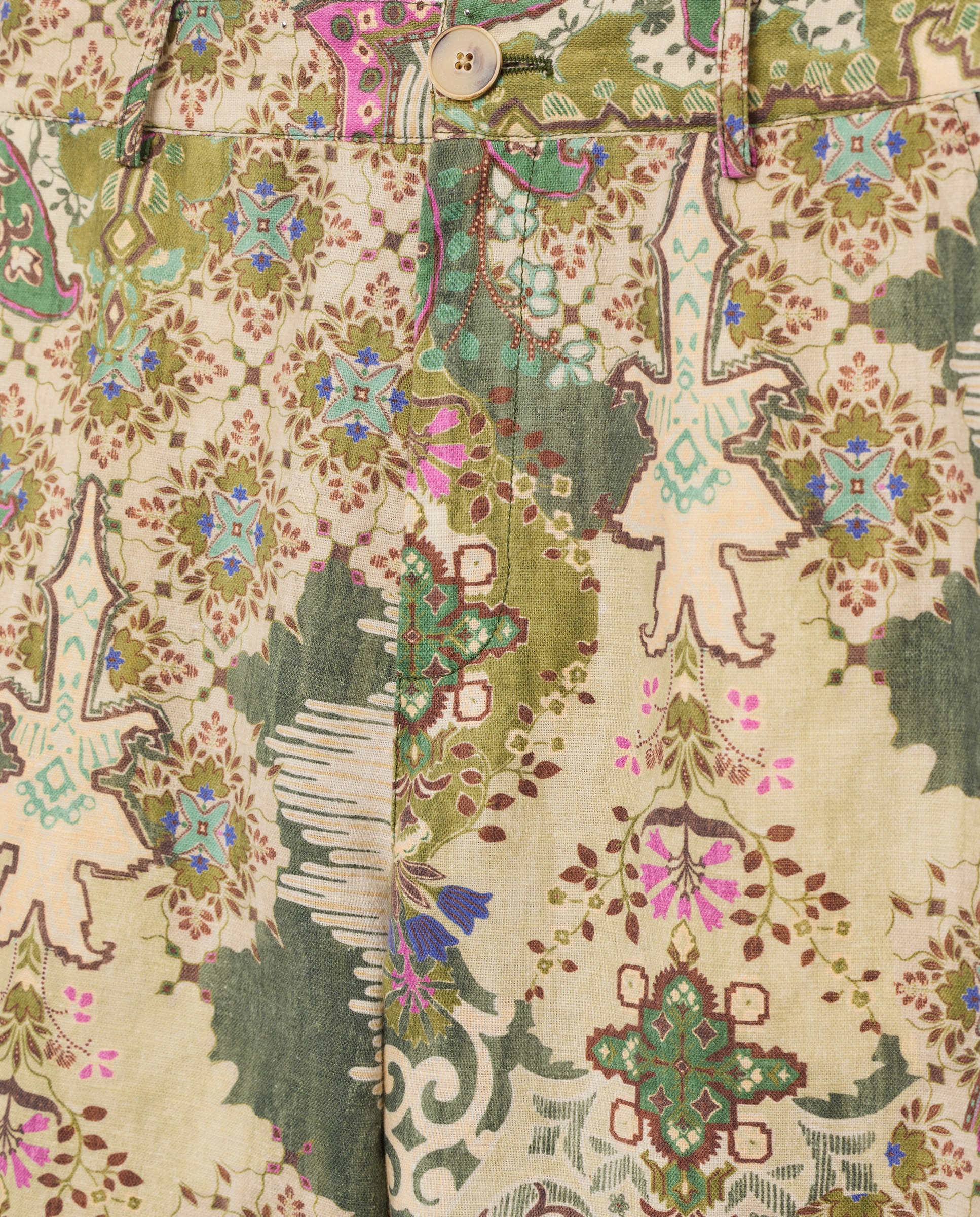 Bermudas de Linho Estampadas Verde-5