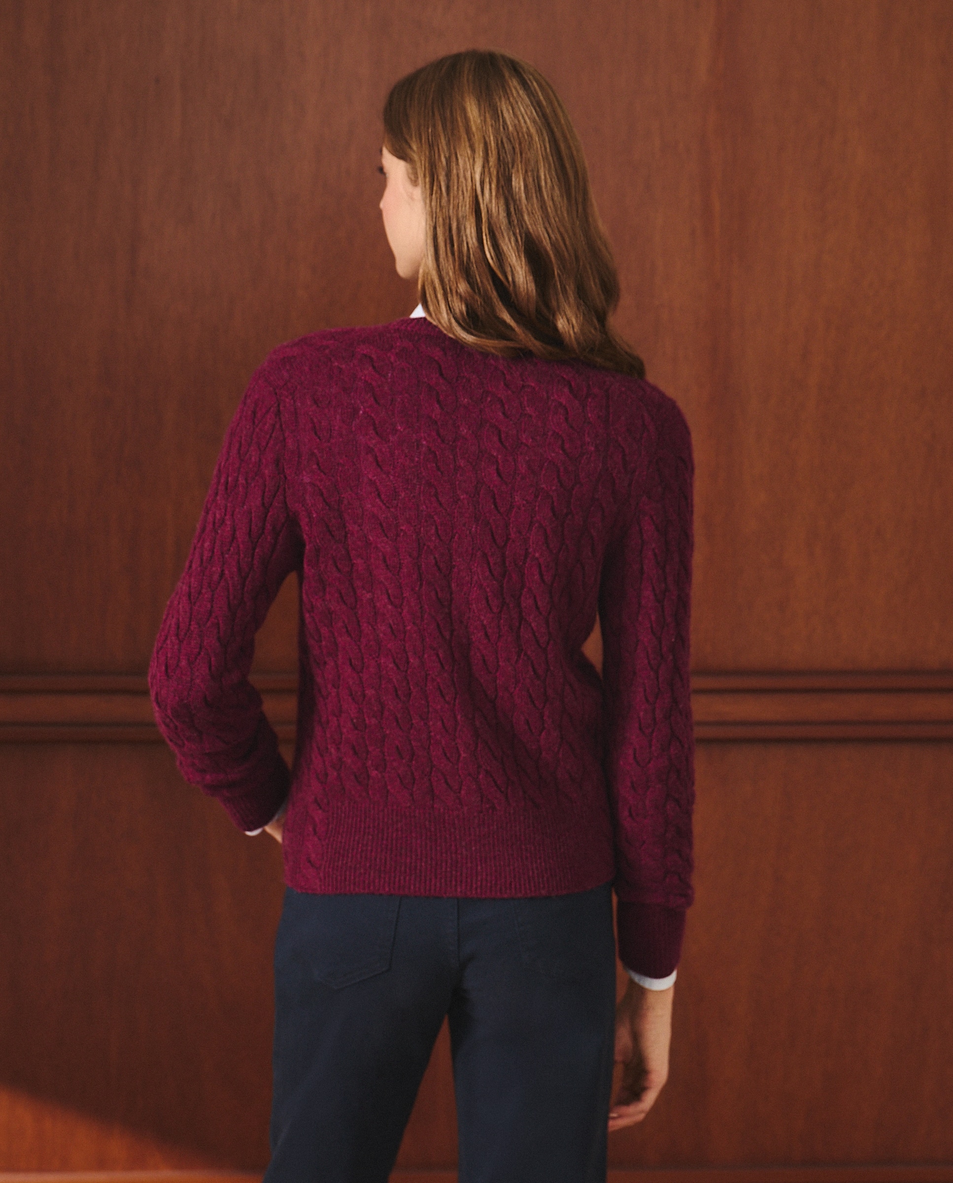 Cardigan Liso com Manga Comprida Bordeaux-3