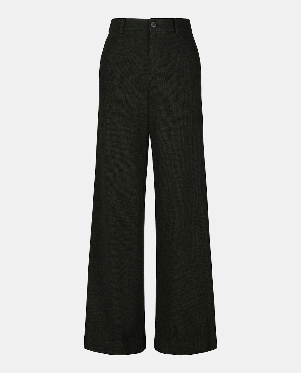 Calças de Malha Fluida com Padrão Espinha de Peixe 520 Caqui-4