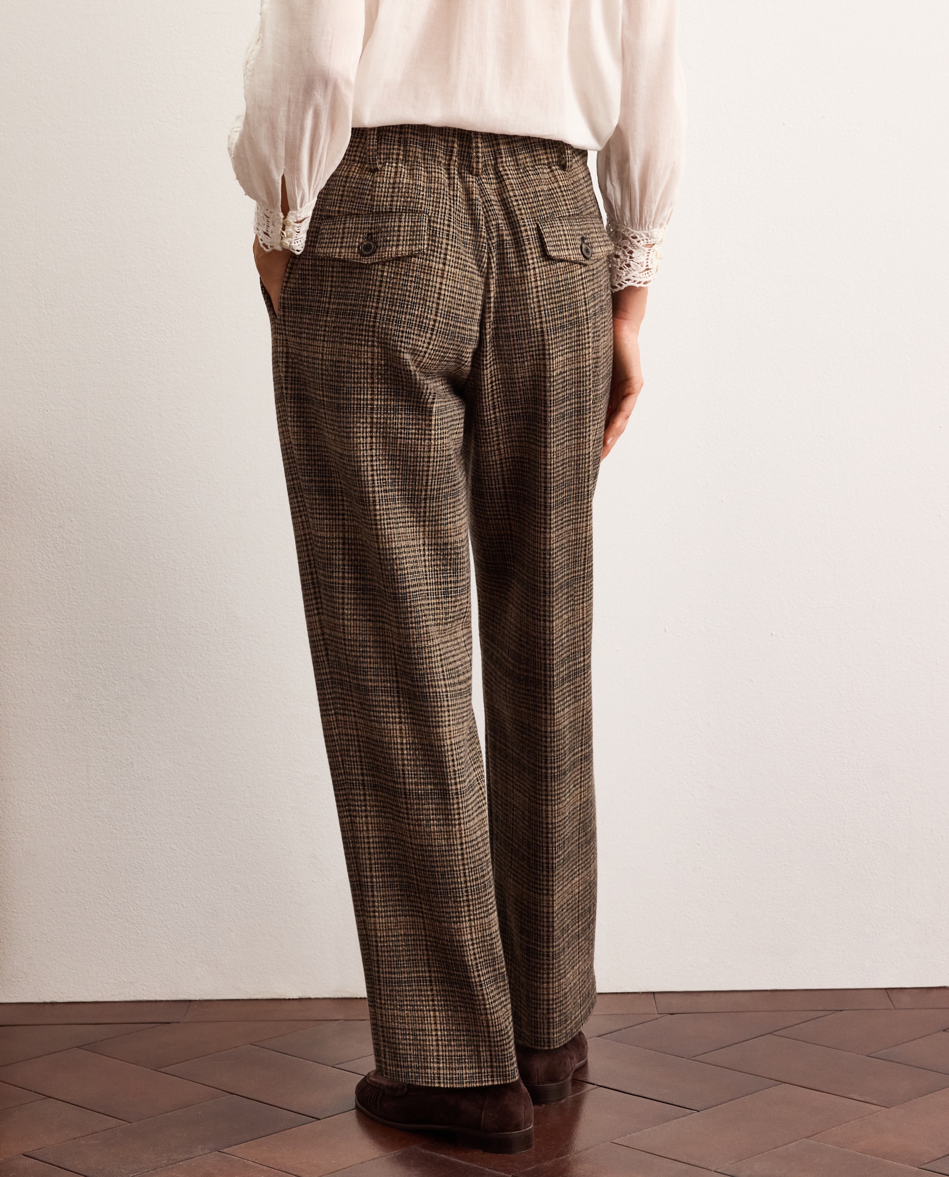Imagen 3 de Pantalón de mujer punto pinzas cuadros - Lloyd's - Marrón Marrón