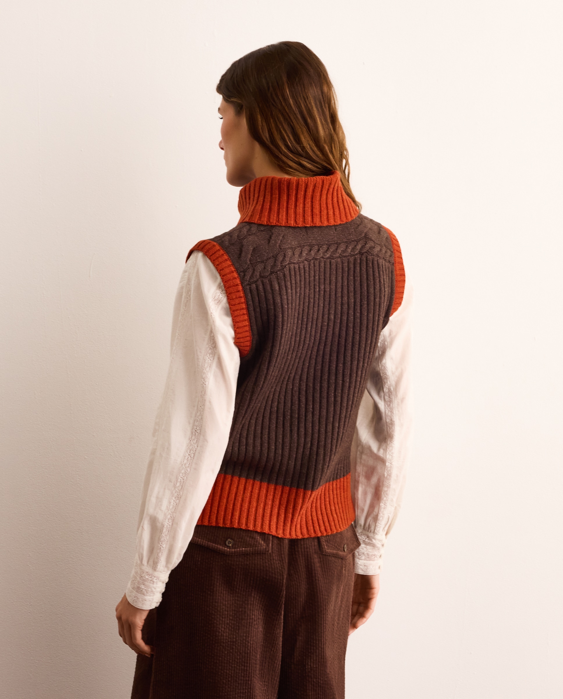 Chaleco de mujer con cuello caja - Lloyd's - Beige Beige-3
