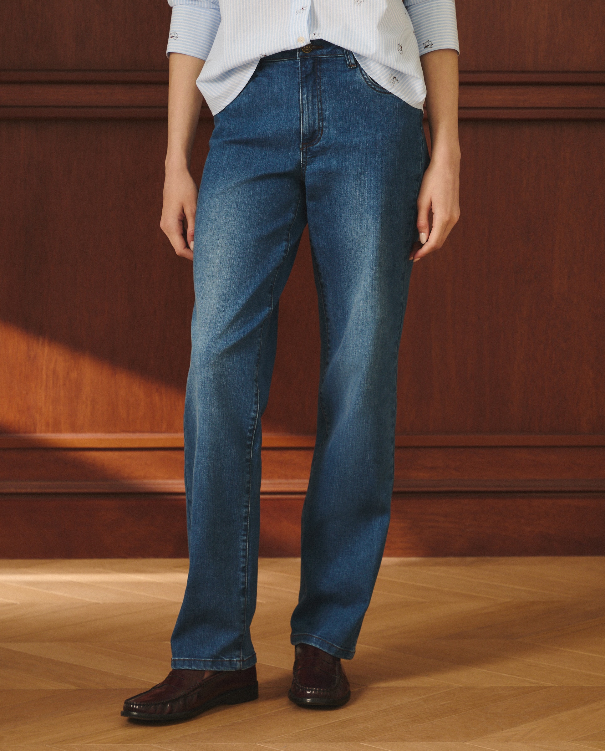 Jeans straight lisas de mulher Cinzento-2