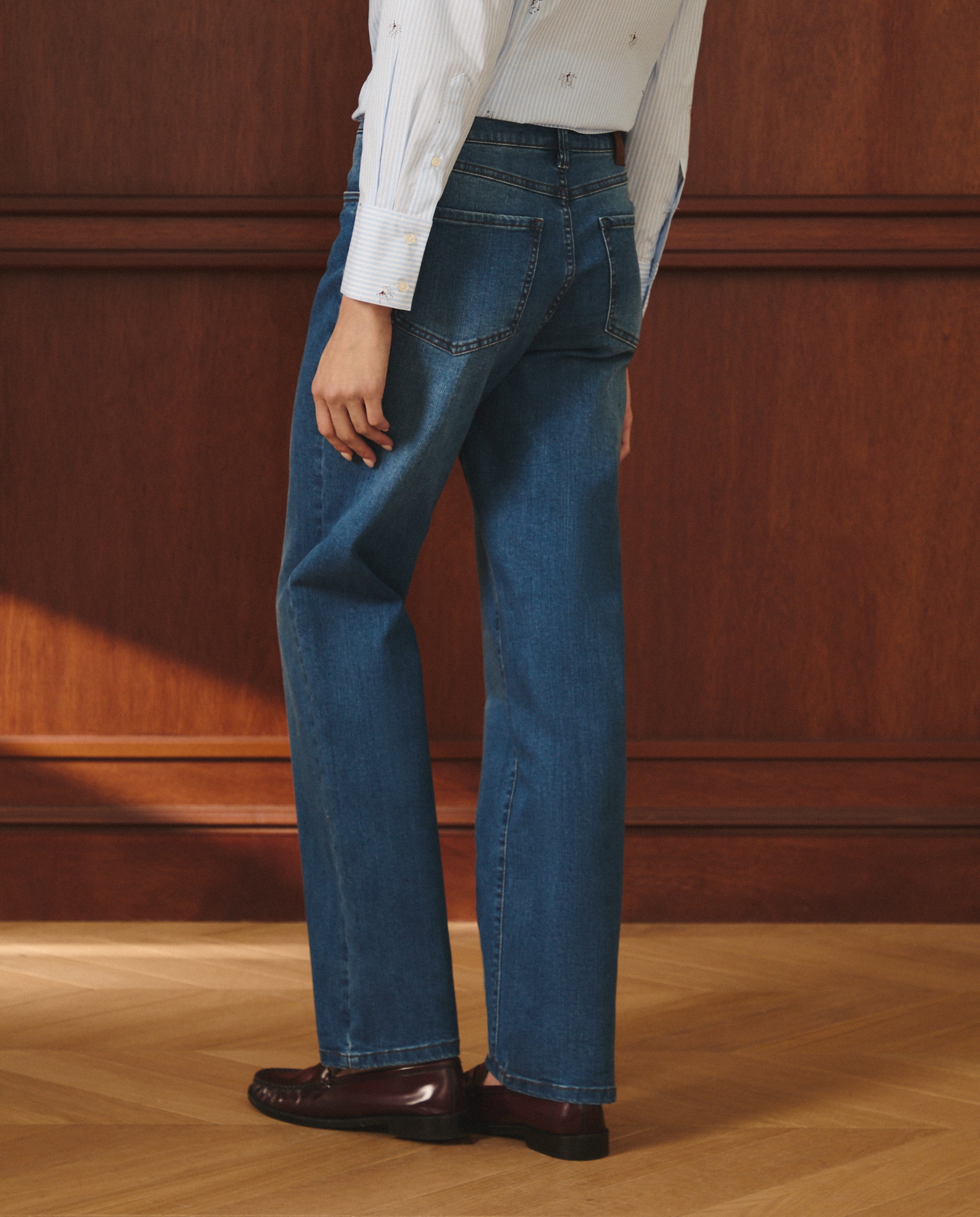 Jeans straight lisas de mulher Cinzento-3