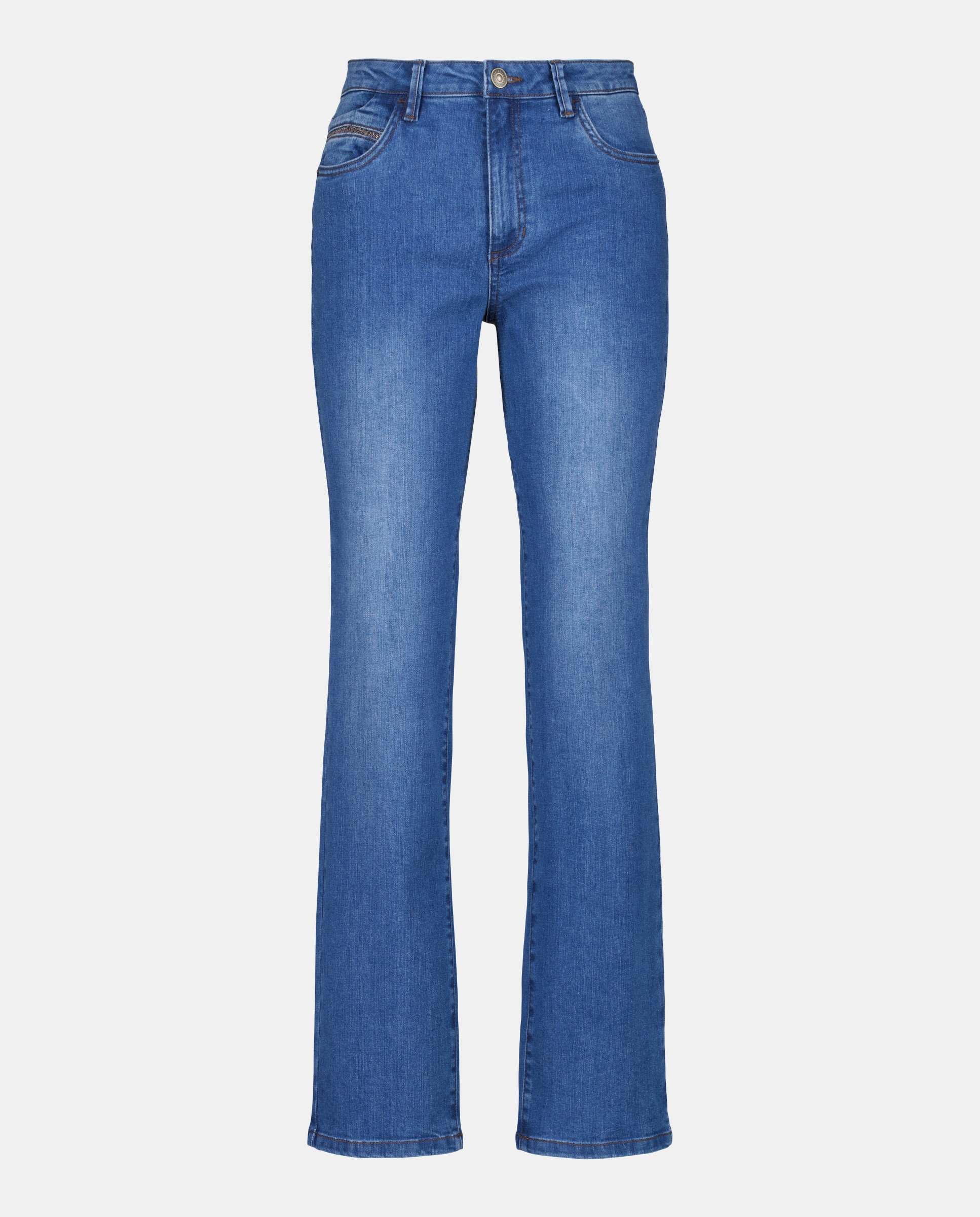 Jeans straight lisas de mulher Cinzento-4