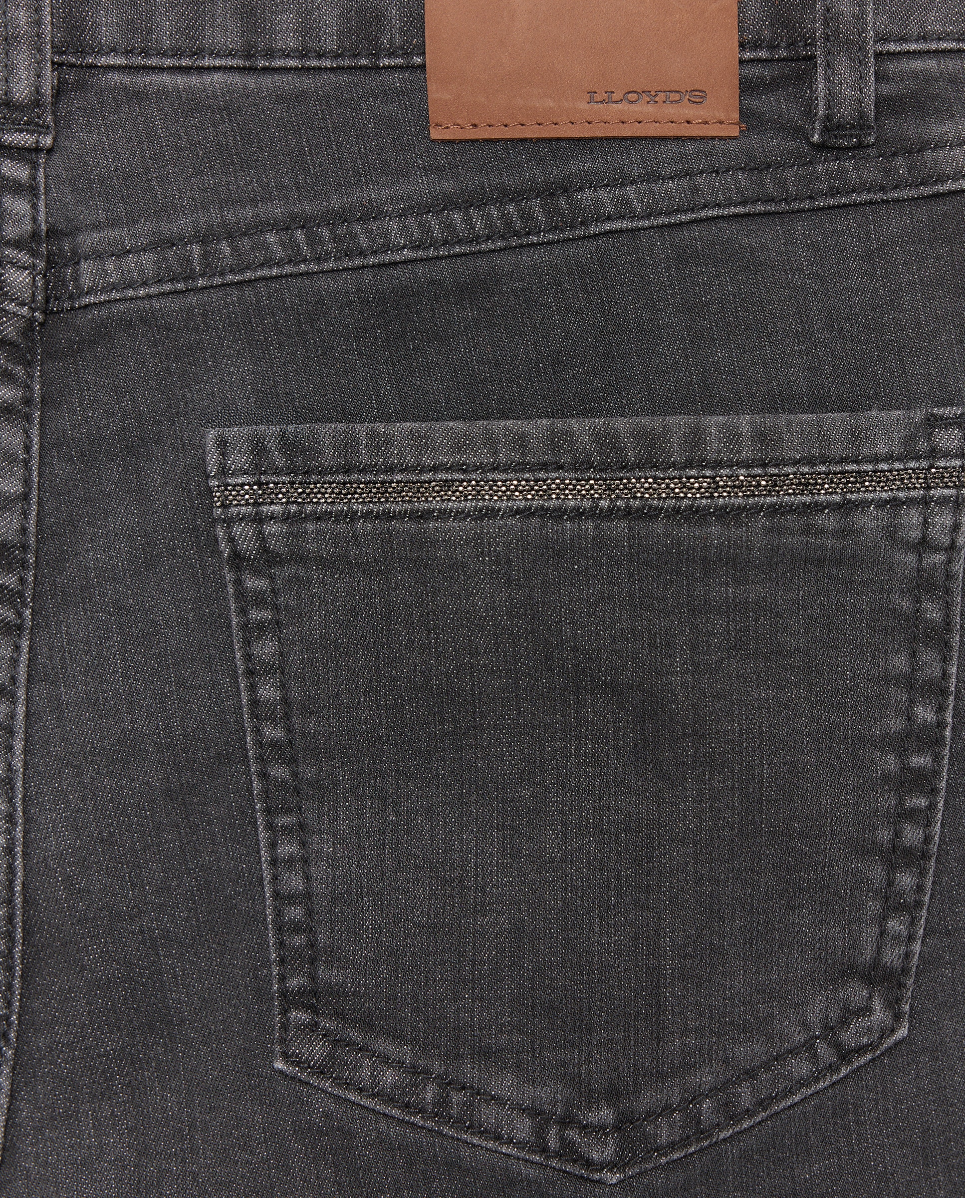 Jeans Semi Skinny com Bolinhas Preto Intenso-2